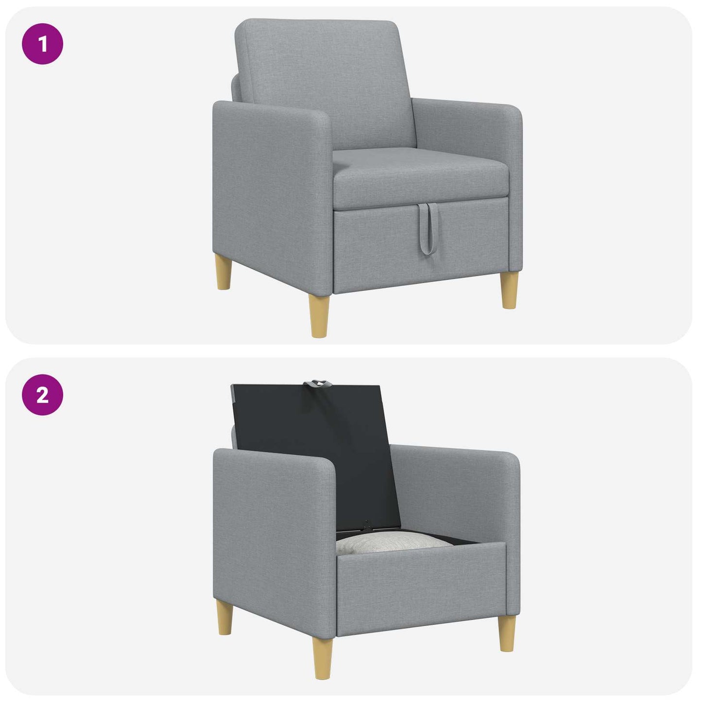 vidaXL Καναπές με Αποθήκευση Ανοιχτό γκρι 72 x 78 x 87 εκ. Πολυεστέρας