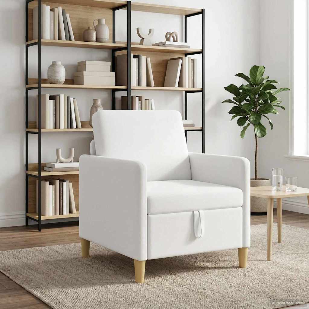 vidaXL Καναπές με Αποθήκευση Λευκό 72 x 78 x 87 εκ. Πολυεστέρας