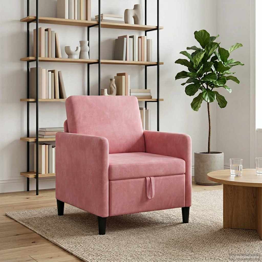 vidaXL Καναπές με Αποθήκευση Ροζ 72 x 78 x 87 εκ. Πολυεστέρας