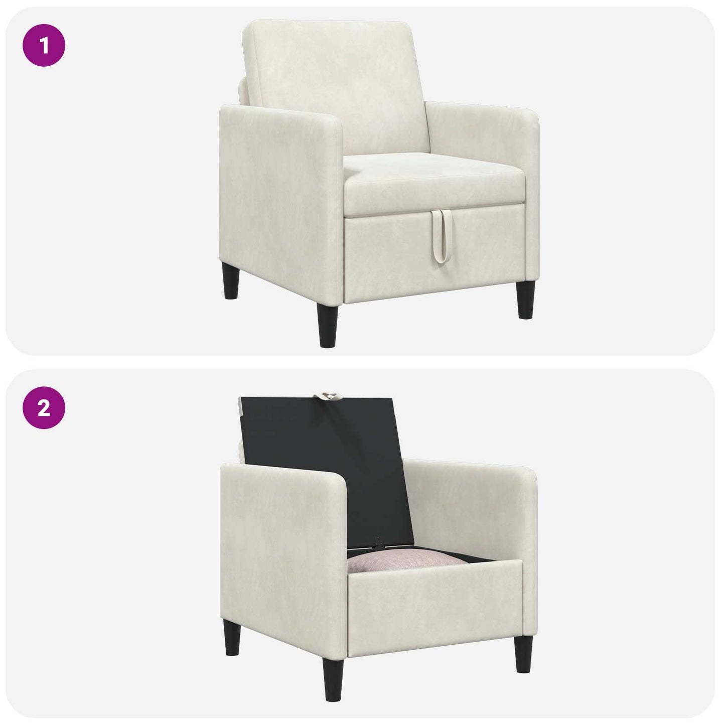 vidaXL Καναπές με Αποθήκευση Κρεμ 72 x 78 x 87 εκ. Πολυεστέρας