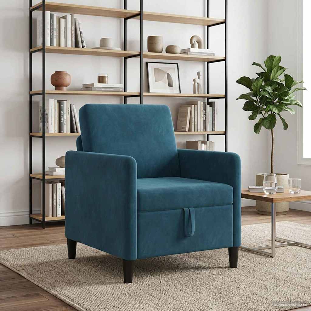 vidaXL Καναπές με Αποθήκευση Μπλε 72 x 78 x 87 εκ. Πολυεστέρας