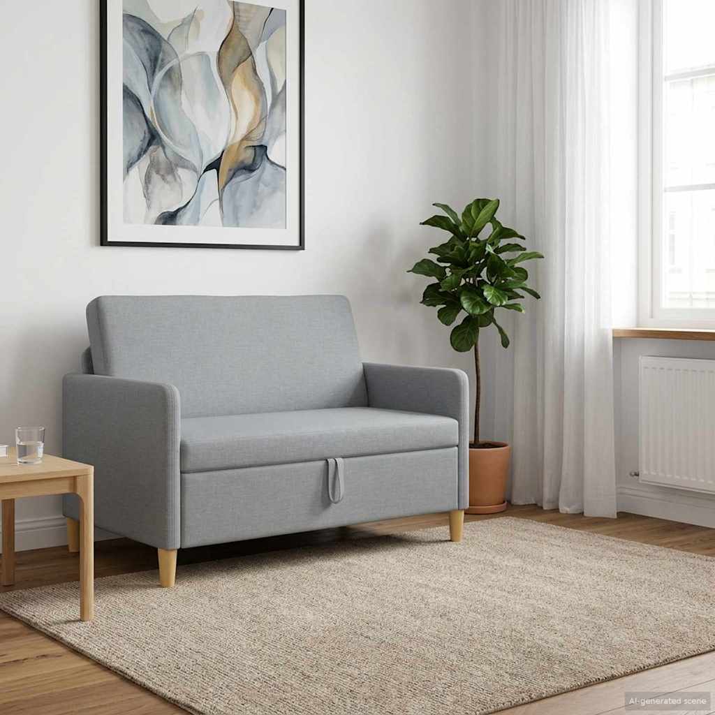 vidaXL Καναπές με Αποθήκευση Ανοιχτό γκρι 122 x 78 x 87 εκ Πολυεστέρας