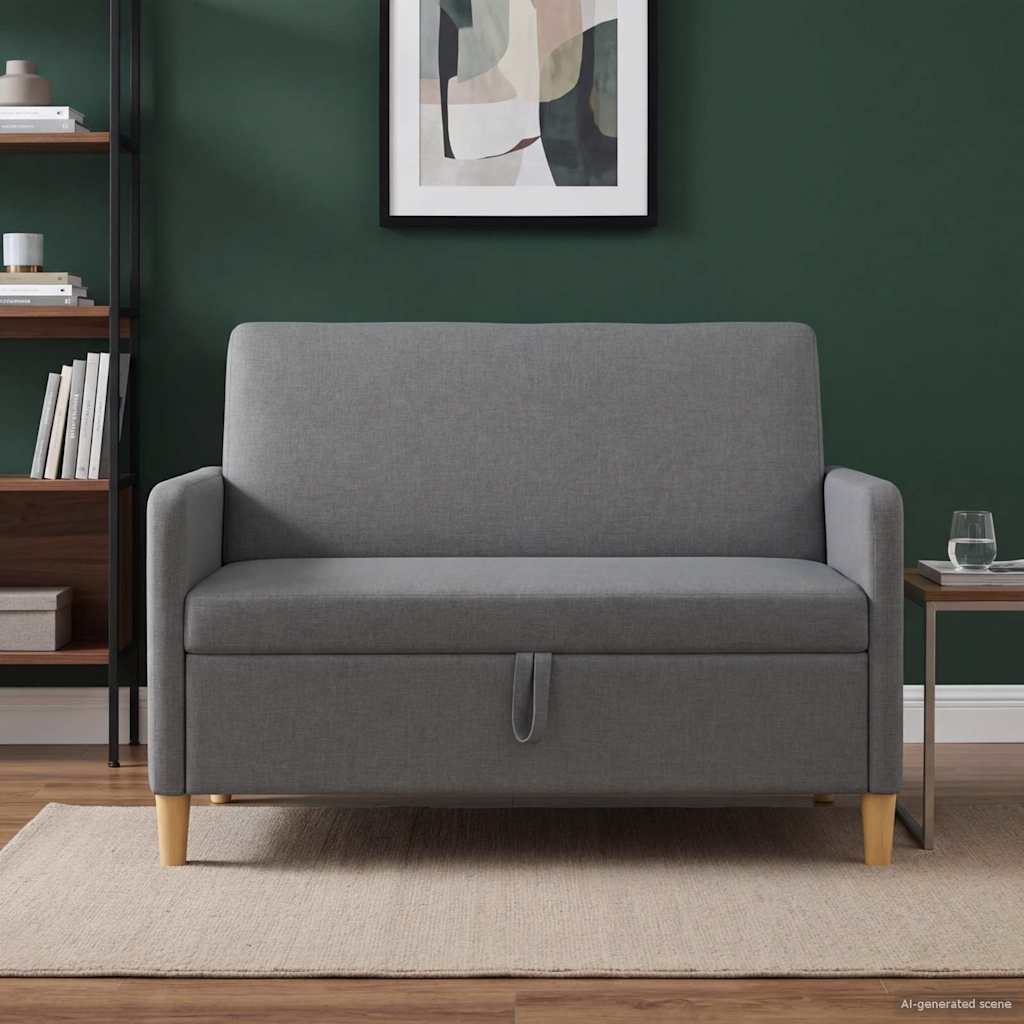 vidaXL Καναπές με Αποθήκευση Σκούρο Γκρι 122 x 78 x 87 εκ Πολυεστέρας