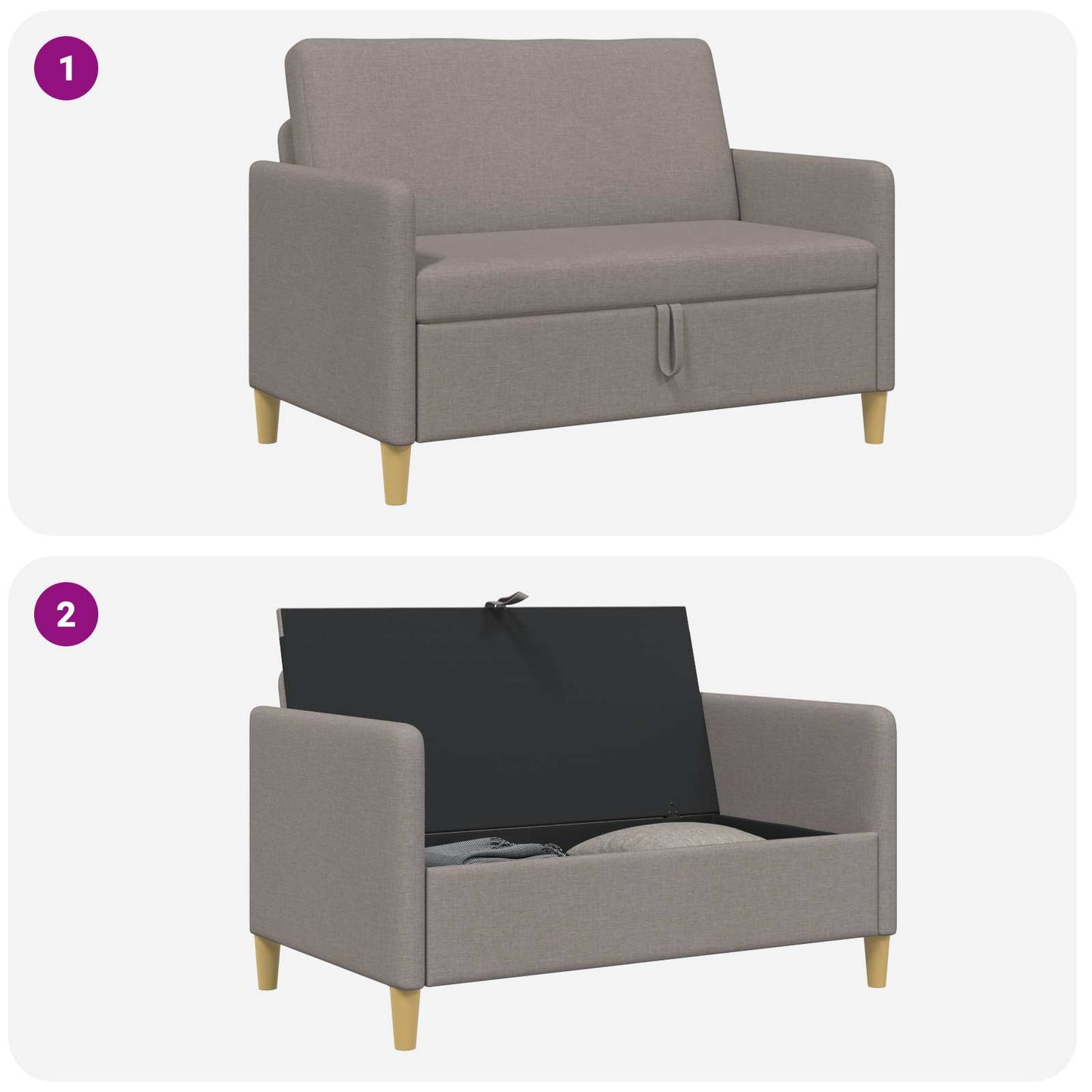 vidaXL Καναπές με Αποθήκευση Taupe 122 x 78 x 87 εκ Πολυεστέρας