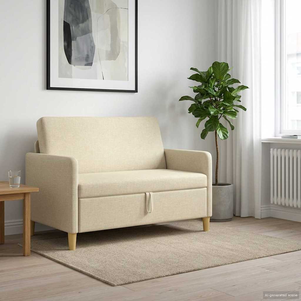 vidaXL Καναπές με Αποθήκευση Κρεμ 122 x 78 x 87 εκ Πολυεστέρας