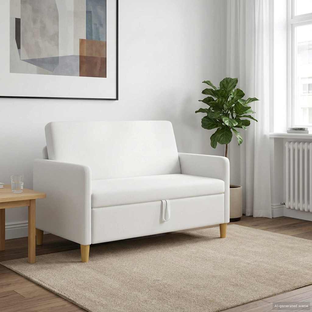 vidaXL Καναπές με Αποθήκευση Λευκό 122 x 78 x 87 εκ Πολυεστέρας