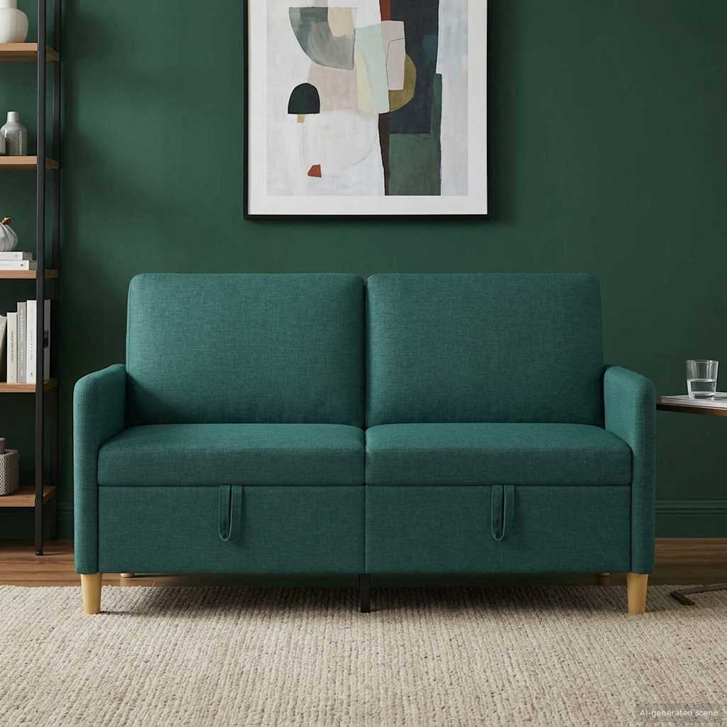vidaXL Καναπές με Αποθήκευση Σκούρο Πράσινο 152 x 78 x 87 εκ