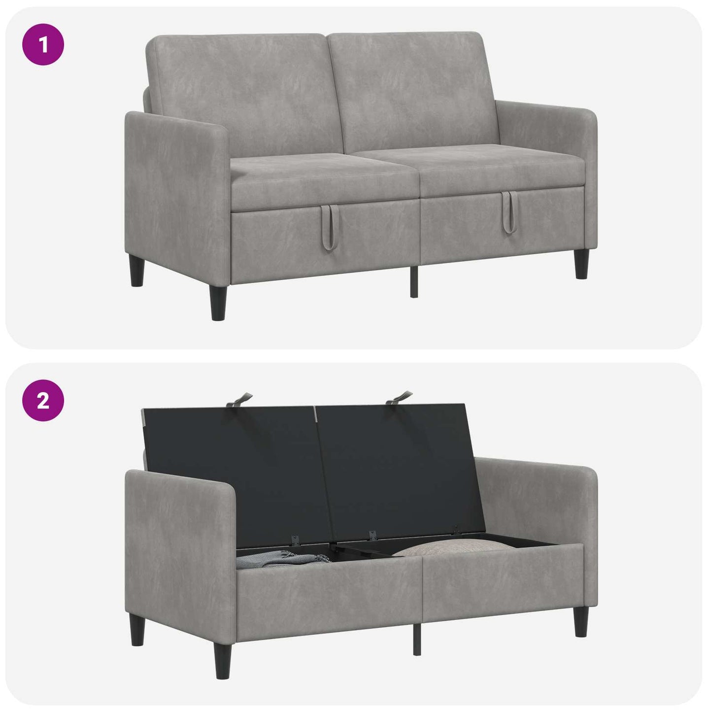 vidaXL Καναπές με Αποθήκευση Ανοιχτό γκρι 152 x 78 x 87 εκ Πολυεστέρας