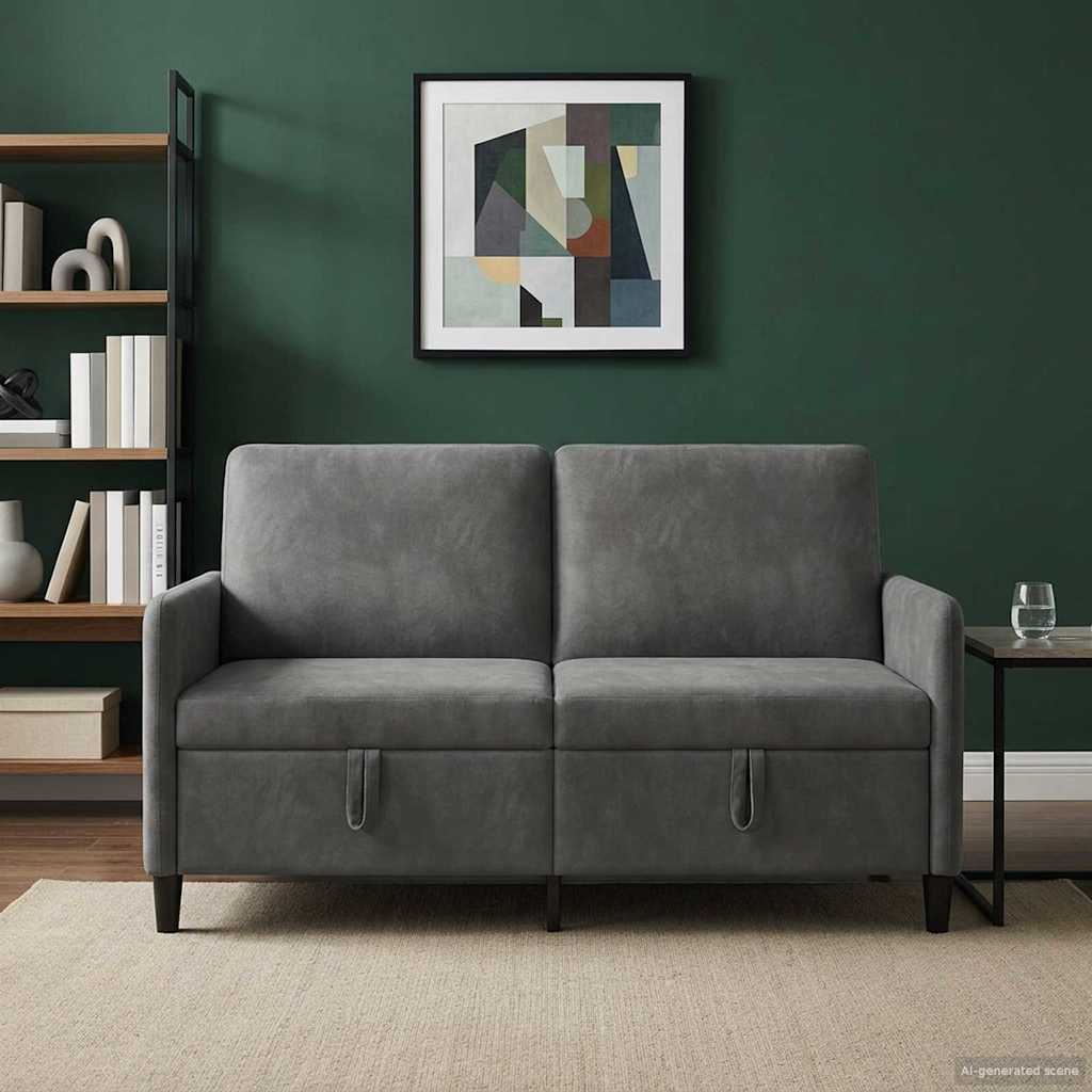 vidaXL Καναπές με Αποθήκευση Σκούρο Γκρι 152 x 78 x 87 εκ Πολυεστέρας