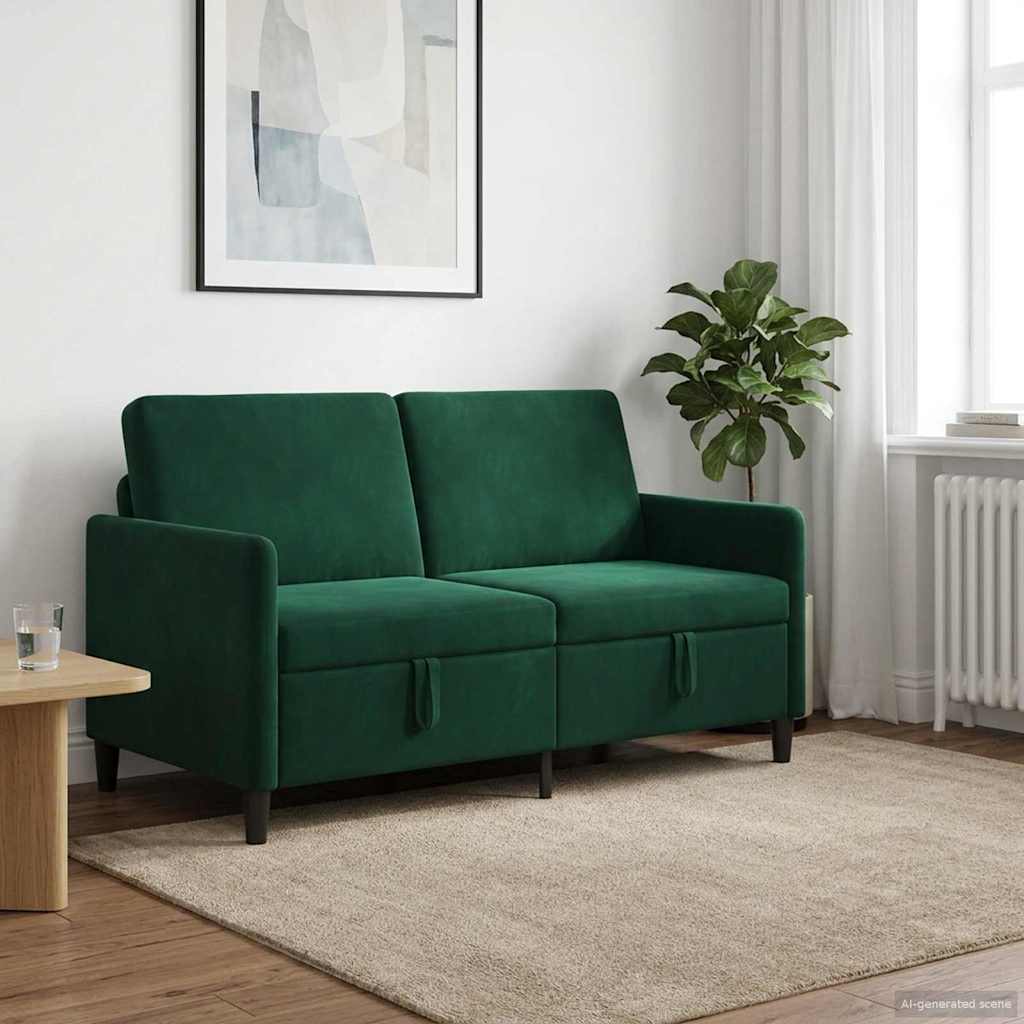 vidaXL Καναπές με Αποθήκευση Σκούρο Πράσινο 152 x 78 x 87 εκ