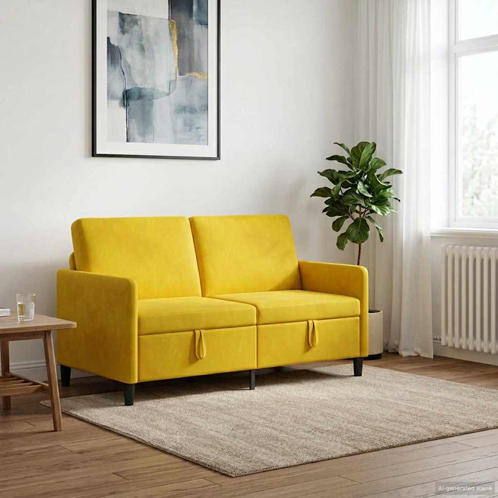 vidaXL Καναπές με Αποθήκευση Κίτρινο 152 x 78 x 87 εκ Πολυεστέρας