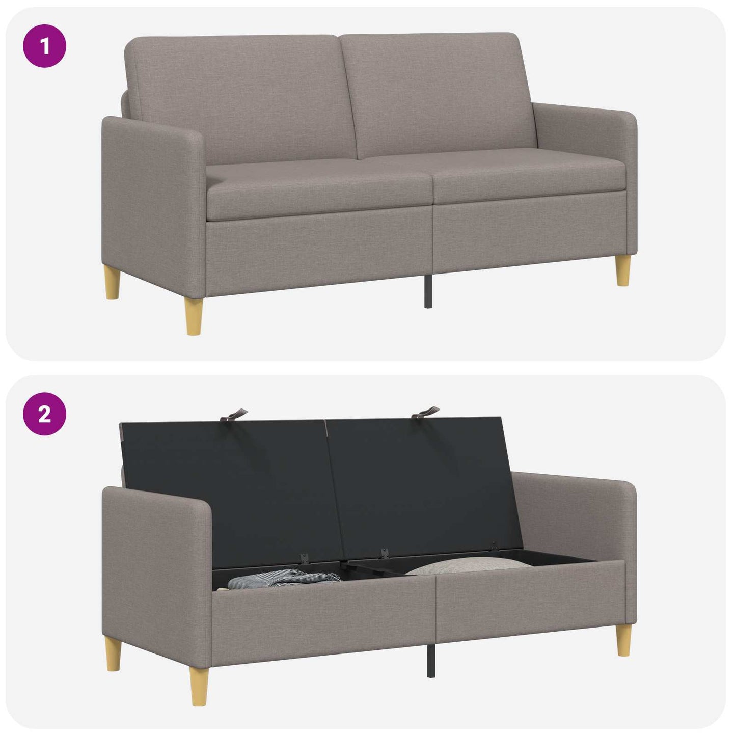 vidaXL Καναπές με Αποθήκευση Taupe 172 x 78 x 87 εκ Πολυεστέρας