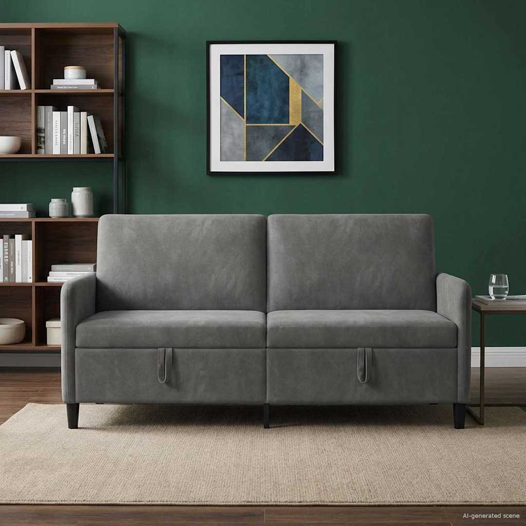 vidaXL Καναπές με Αποθήκευση Σκούρο Γκρι 172 x 78 x 87 εκ Πολυεστέρας