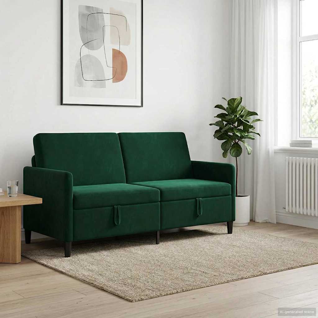 vidaXL Καναπές με Αποθήκευση Σκούρο Πράσινο 172 x 78 x 87 εκ
