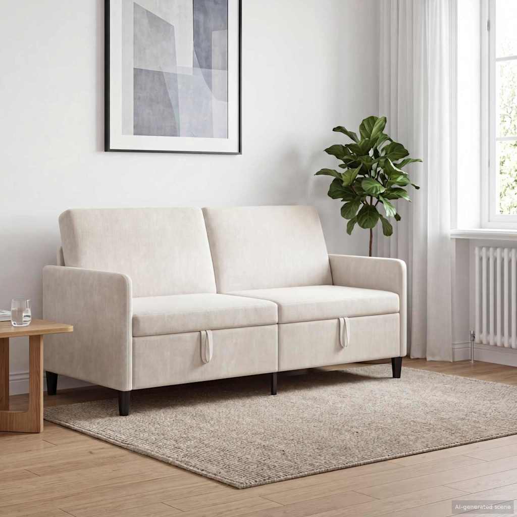 vidaXL Καναπές με Αποθήκευση Κρεμ 172 x 78 x 87 εκ Πολυεστέρας