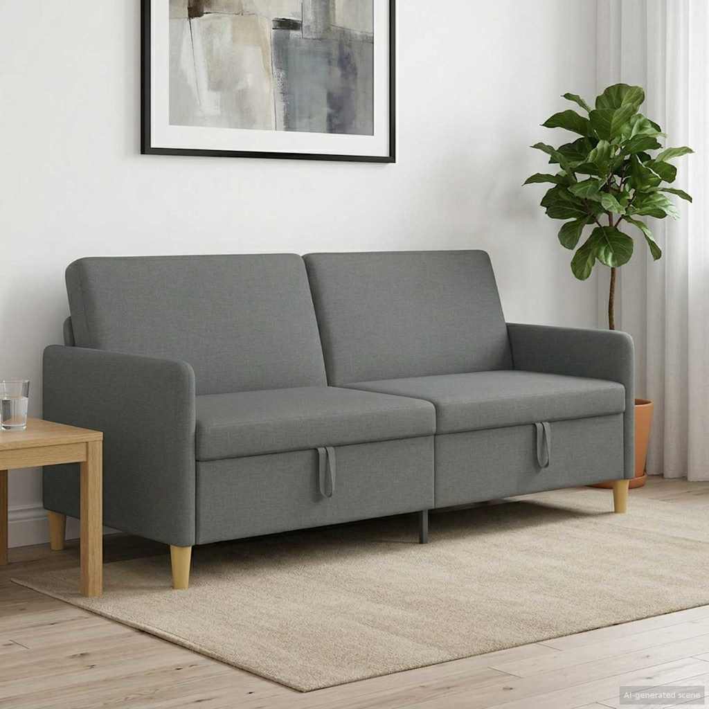 vidaXL Καναπές με Αποθήκευση Σκούρο Γκρι 192 x 78 x 87 εκ. Πολυεστέρας