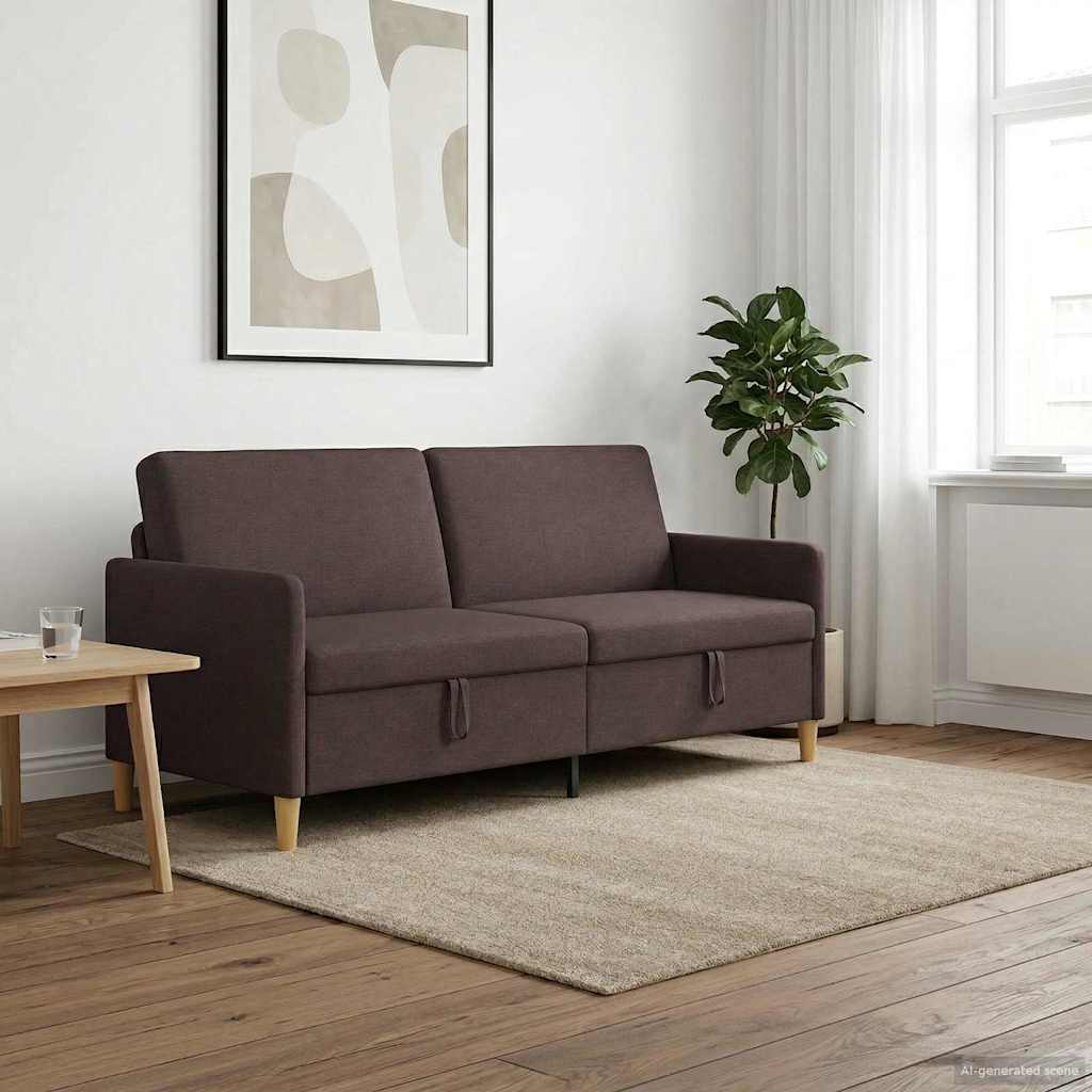 vidaXL Καναπές με Αποθήκευση Σκούρο Καφέ 192 x 78 x 87 εκ. Πολυεστέρας