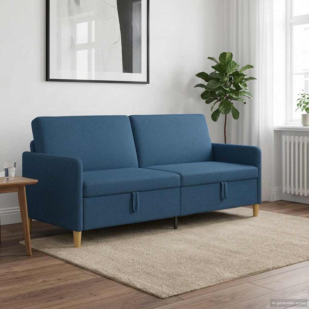 vidaXL Καναπές με Αποθήκευση Μπλε 192 x 78 x 87 εκ. Πολυεστέρας