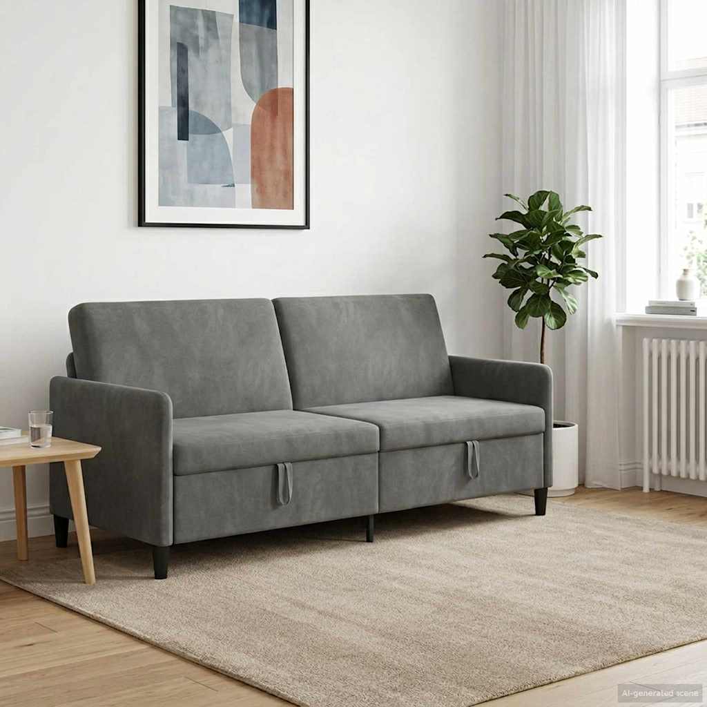 vidaXL Καναπές με Αποθήκευση Σκούρο Γκρι 192 x 78 x 87 εκ. Πολυεστέρας