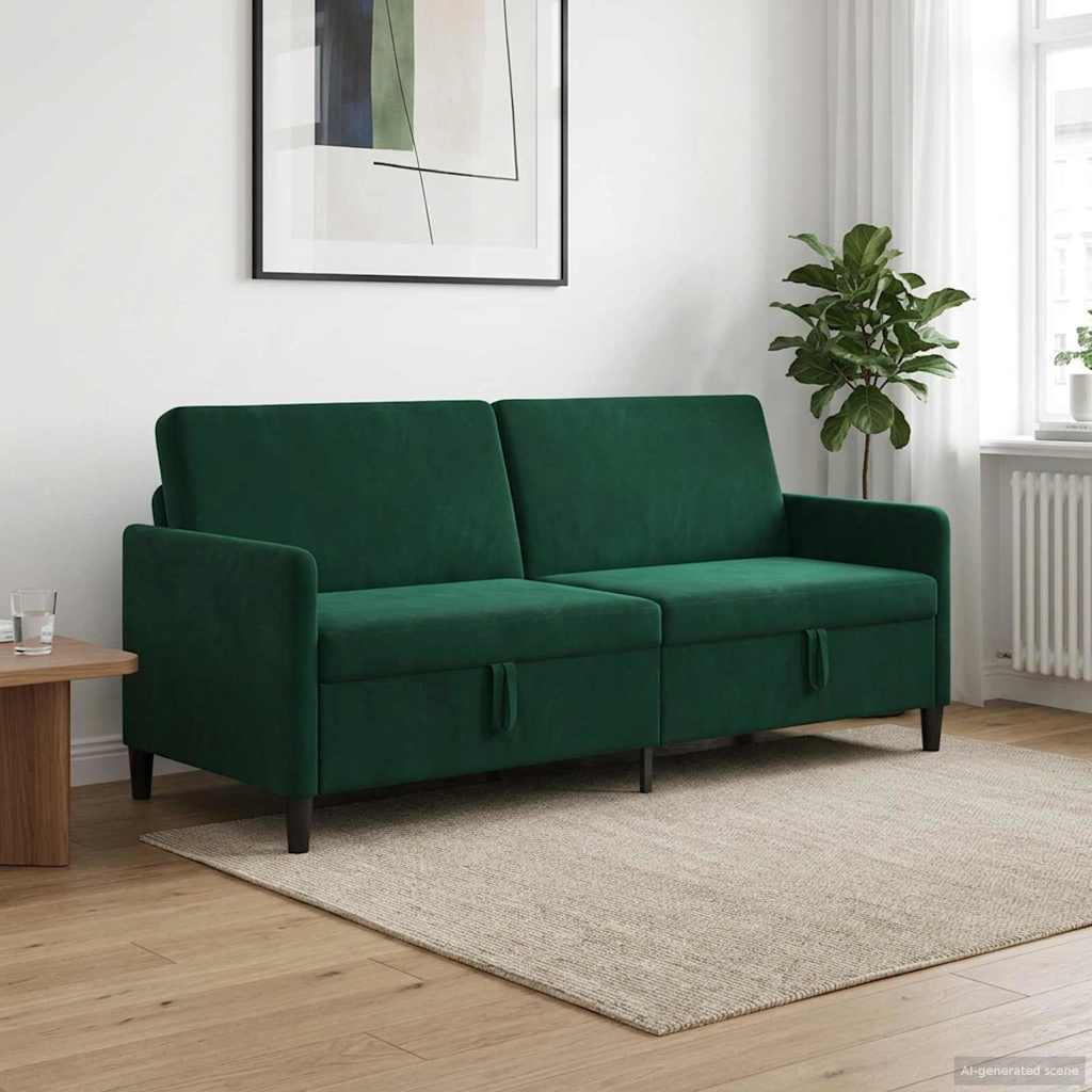 vidaXL Καναπές με Αποθήκευση Σκούρο Πράσινο 192 x 78 x 87 εκ.