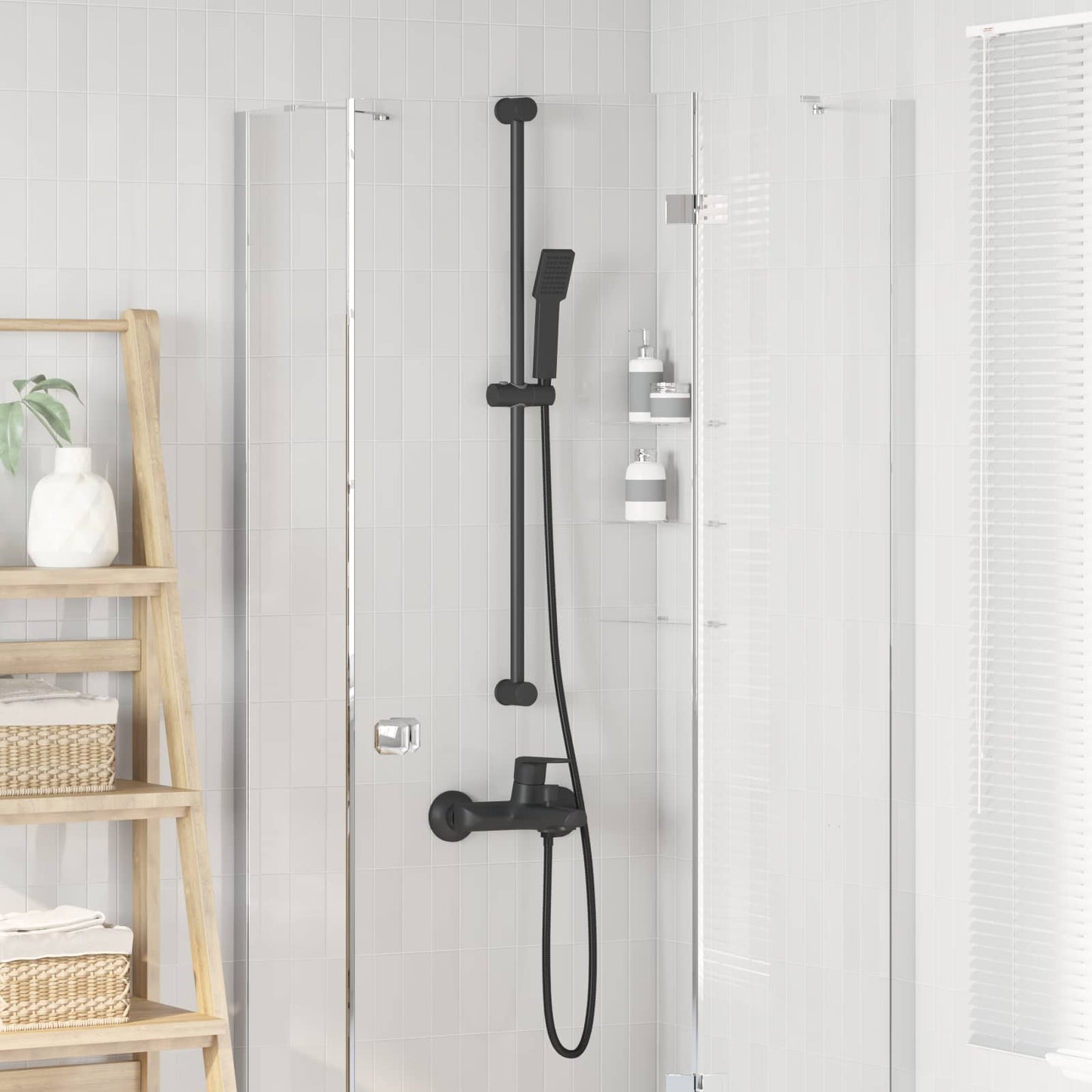 vidaXL Σετ Κεφαλής Ντους Μαύρο 150 cm Ανοξείδωτο Ατσάλι