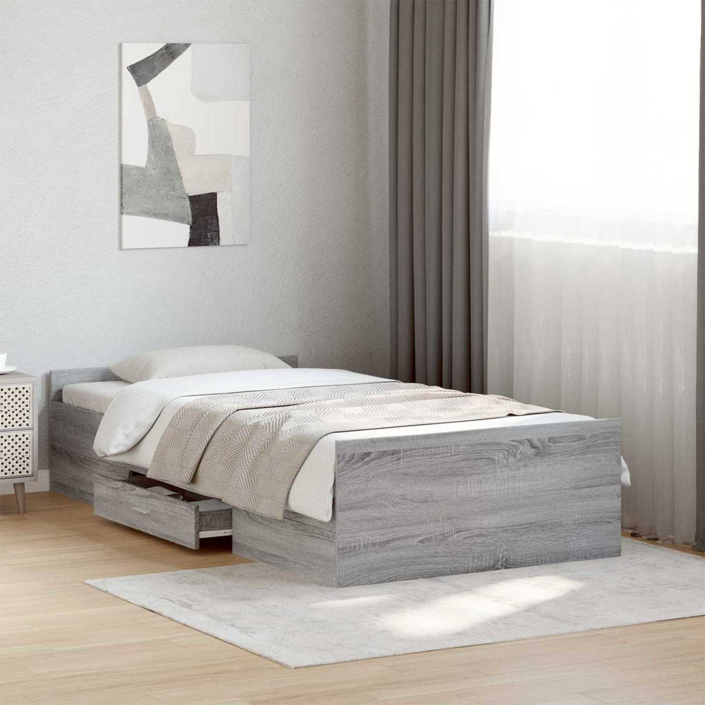 vidaXL Σκελετός κρεβατιού με αποθήκευση Γκρι Sonoma 80 x 200 cm