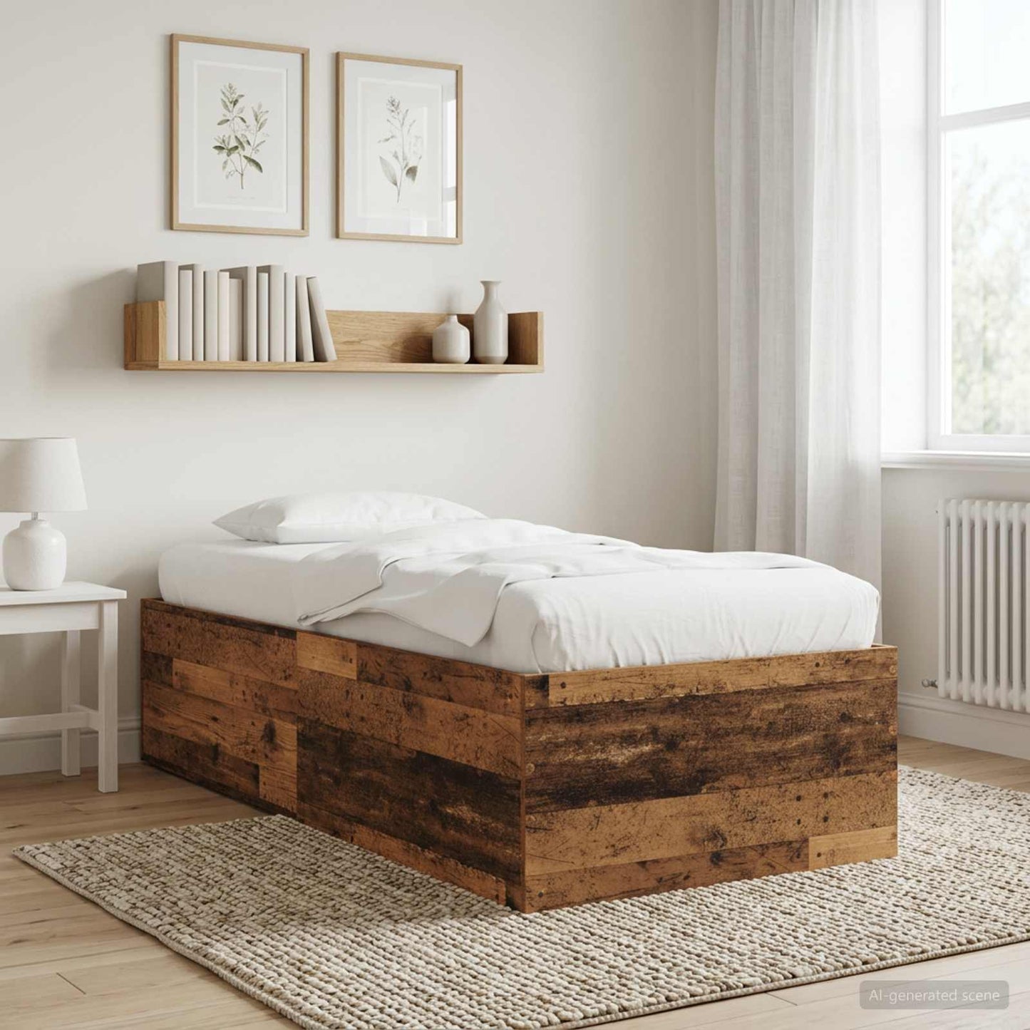 vidaXL Κρεβάτι δαπέδου Παλαιωμένο ξύλο 80 x 200 cm Επεξεργασμένο Ξύλο