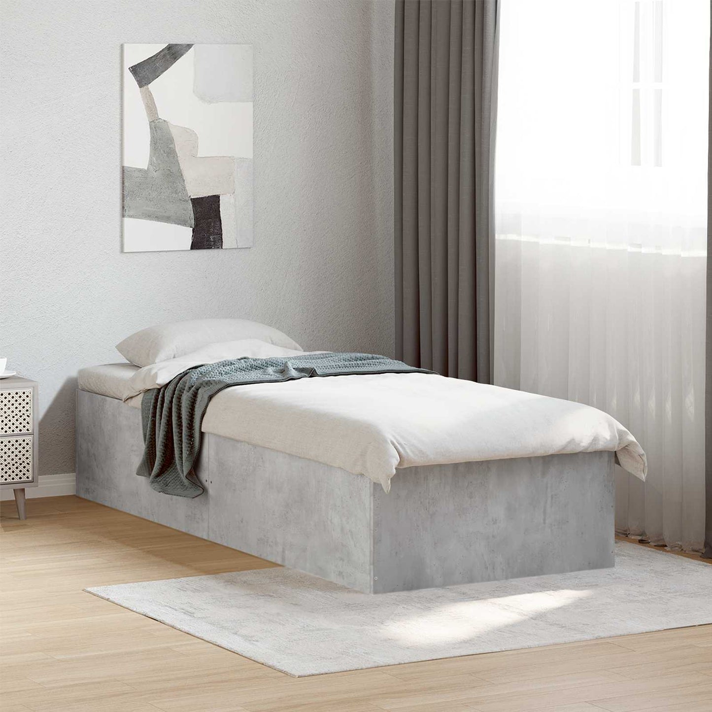vidaXL Κρεβάτι δαπέδου Γκρι Σκυροδέματος 80 x 200 cm