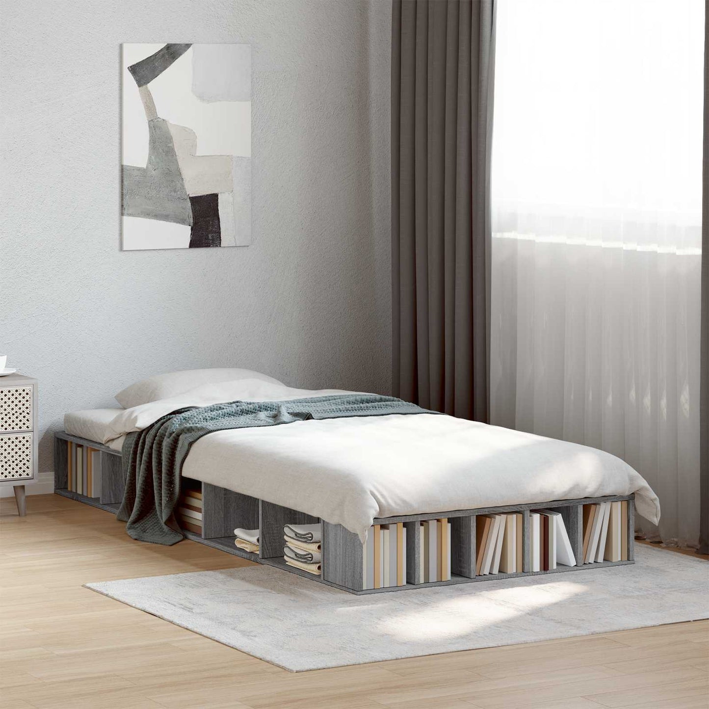 vidaXL Σκελετός κρεβατιού με αποθήκευση Γκρι Sonoma 80 x 200 cm