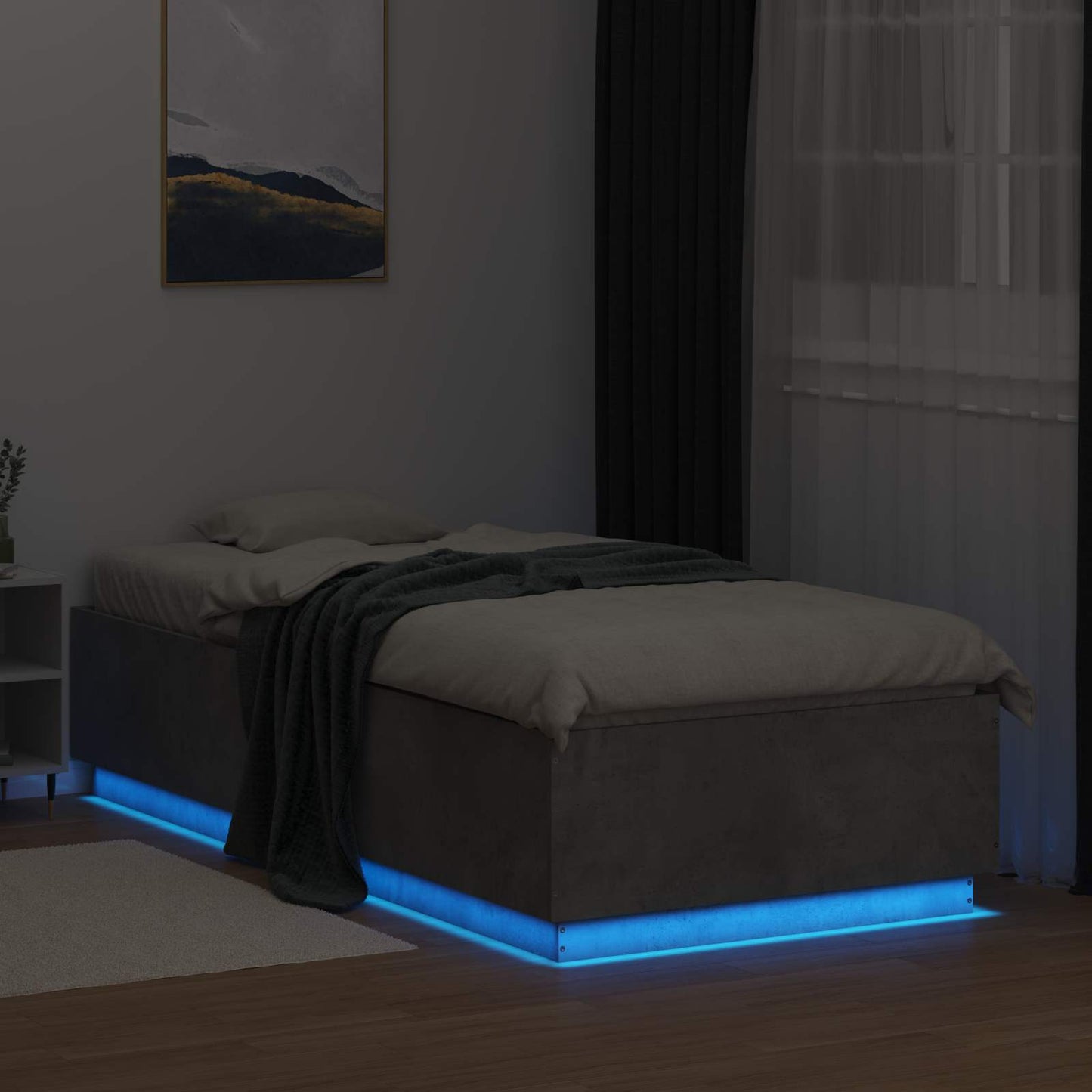 vidaXL Κρεβάτι με φωτισμό LED Γκρι Σκυροδέματος 80 x 200 cm