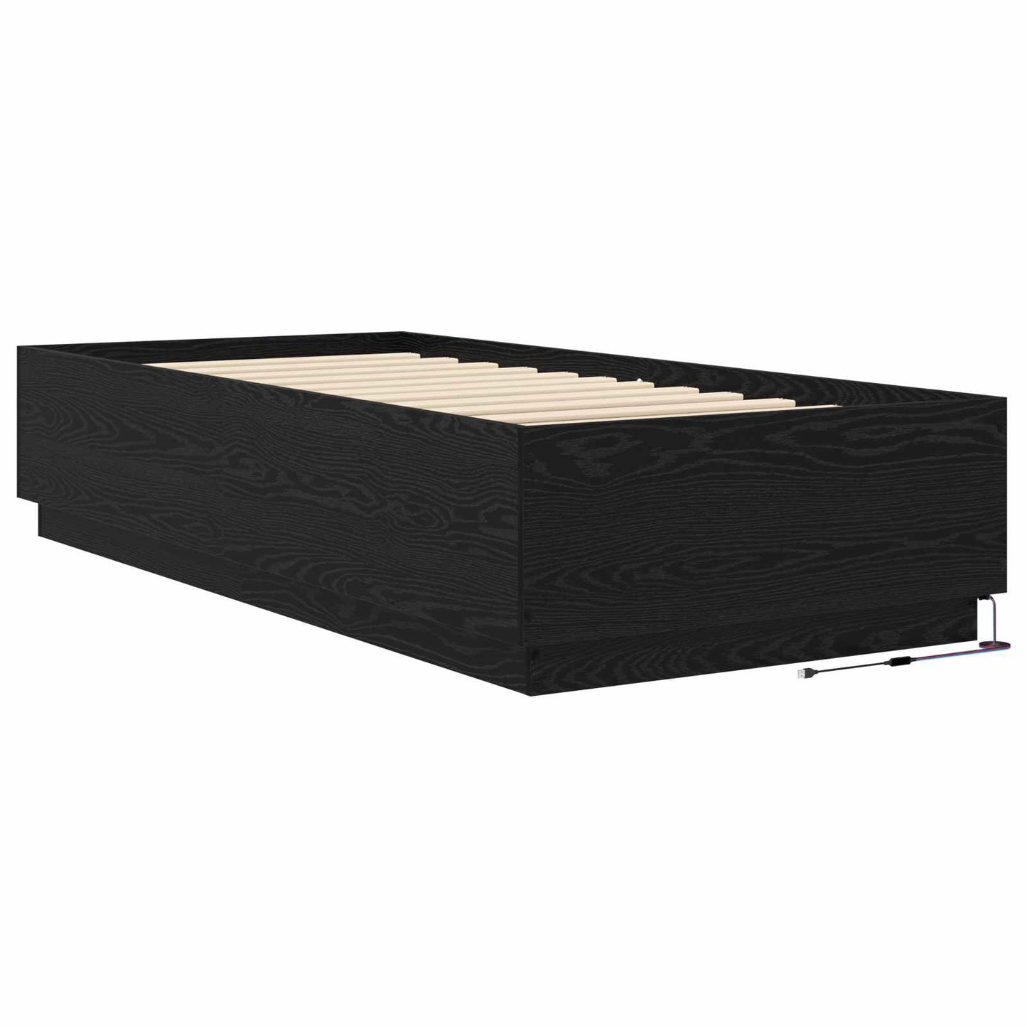 vidaXL Κρεβάτι με φωτισμό LED Μαύρη Δρυς 80 x 200 cm