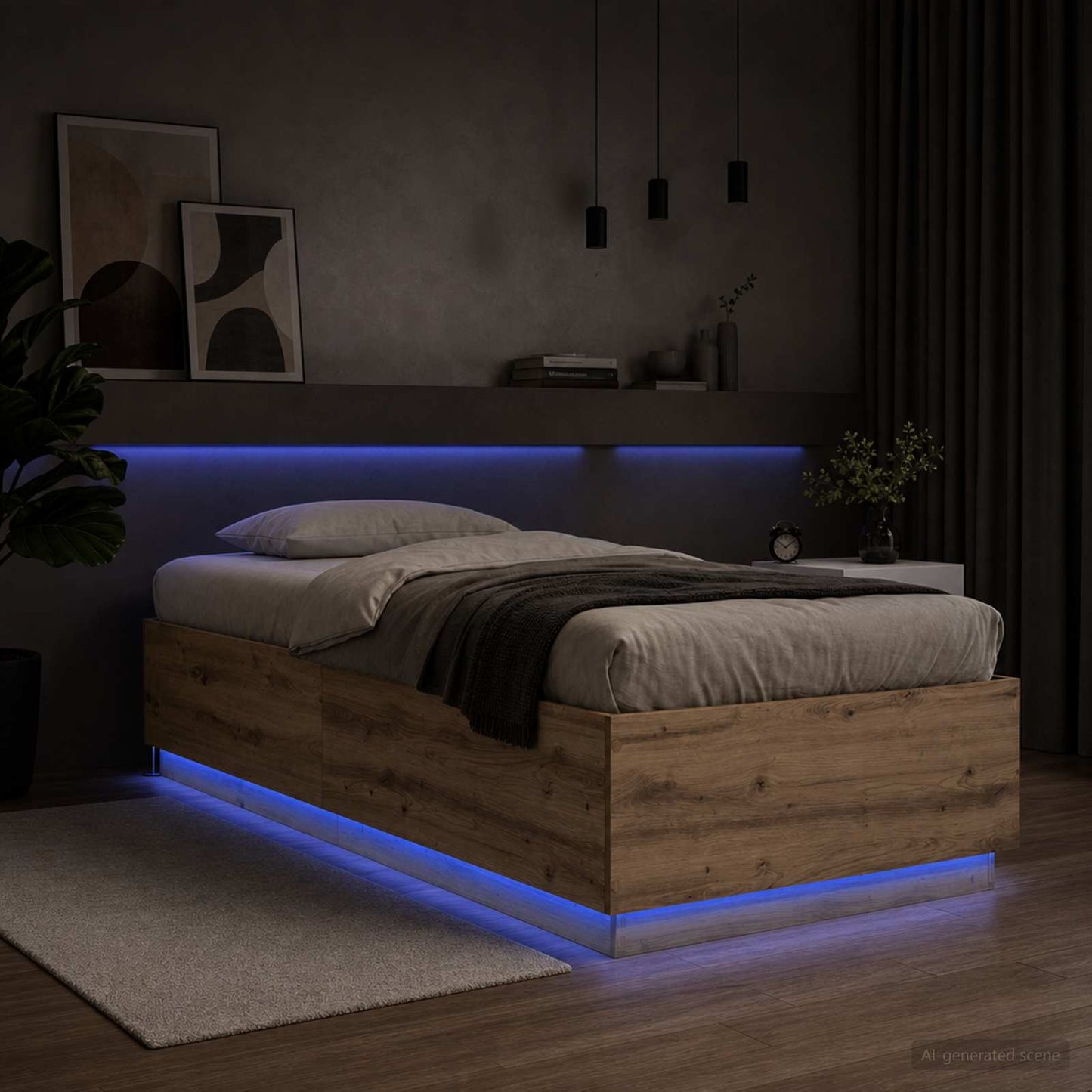 vidaXL Κρεβάτι με φωτισμό LED Artisian Δρυς 80 x 200 cm