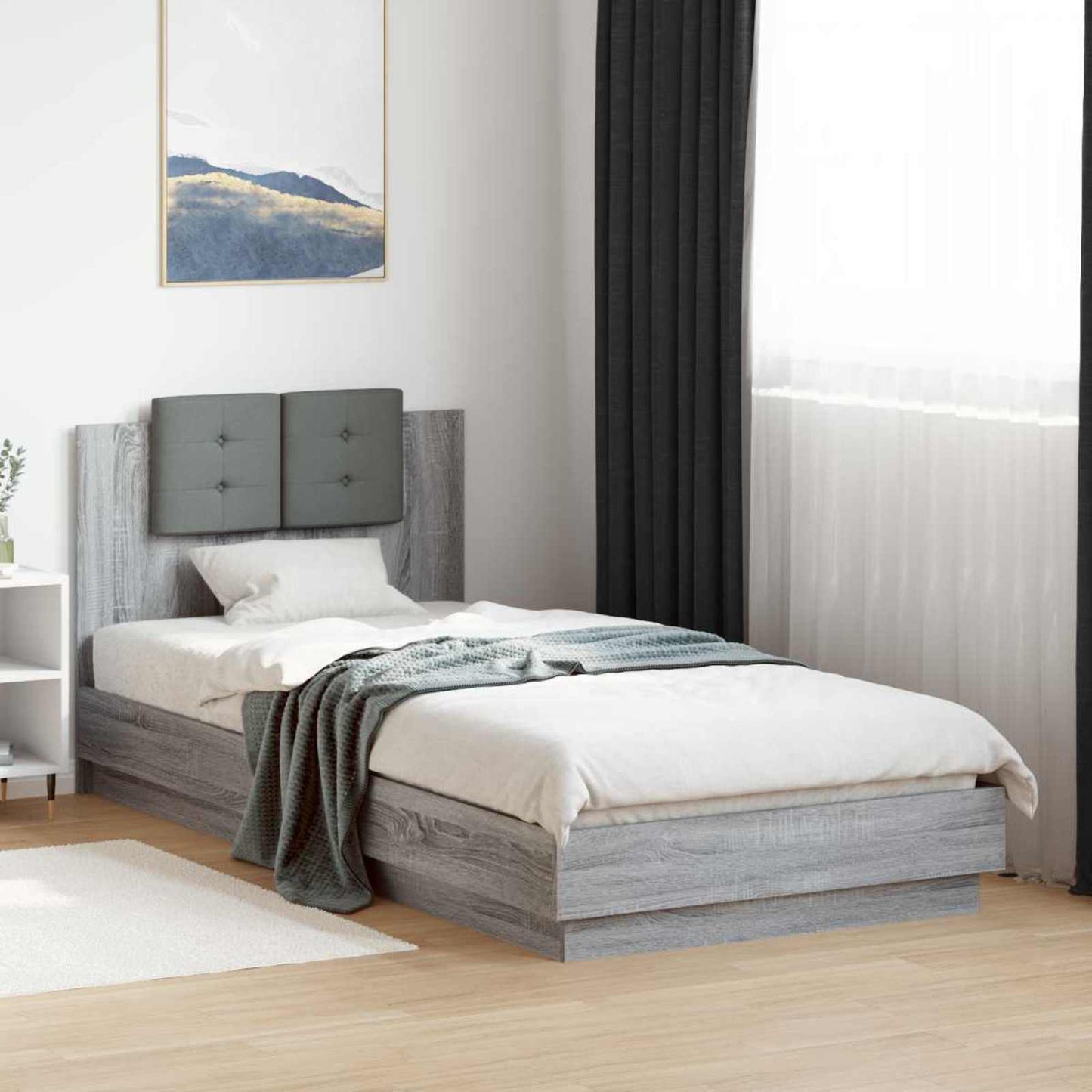 vidaXL Κρεβάτι με Κεφαλάρι Γκρι Sonoma 80 x 200 cm Επεξεργασμένο Ξύλο