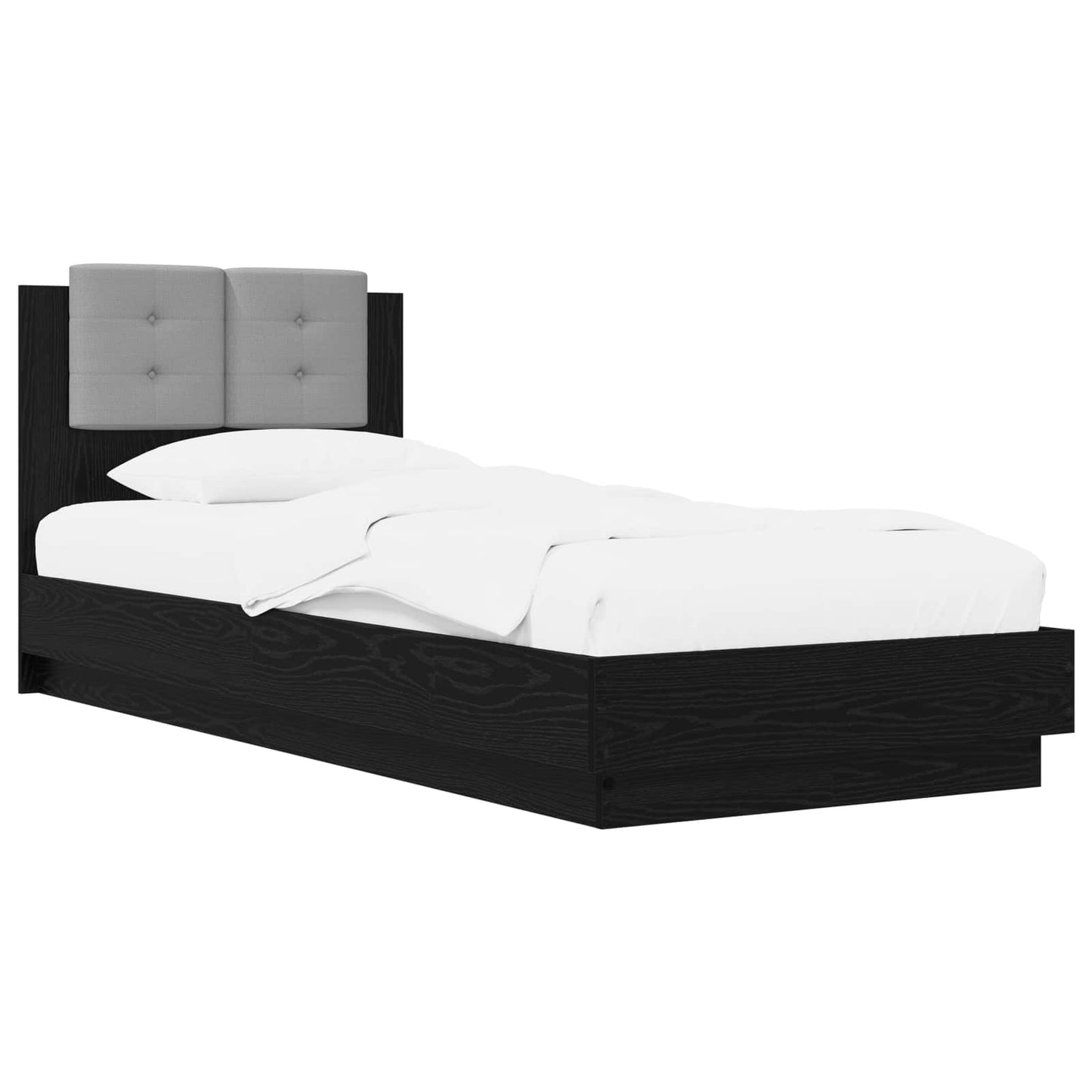 vidaXL Κρεβάτι με Κεφαλάρι Μαύρη Δρυς 80 x 200 cm Επεξεργασμένο Ξύλο