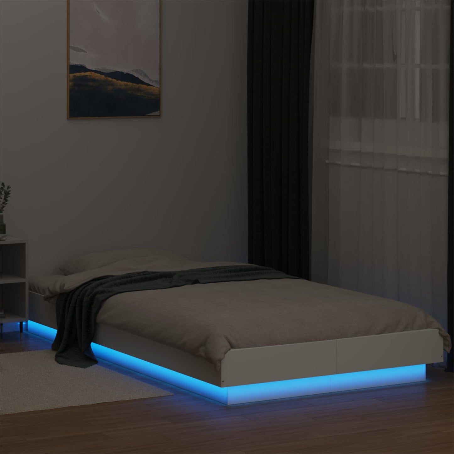vidaXL Κρεβάτι με φωτισμό LED Λευκό 80 x 200 cm Επεξεργασμένο Ξύλο