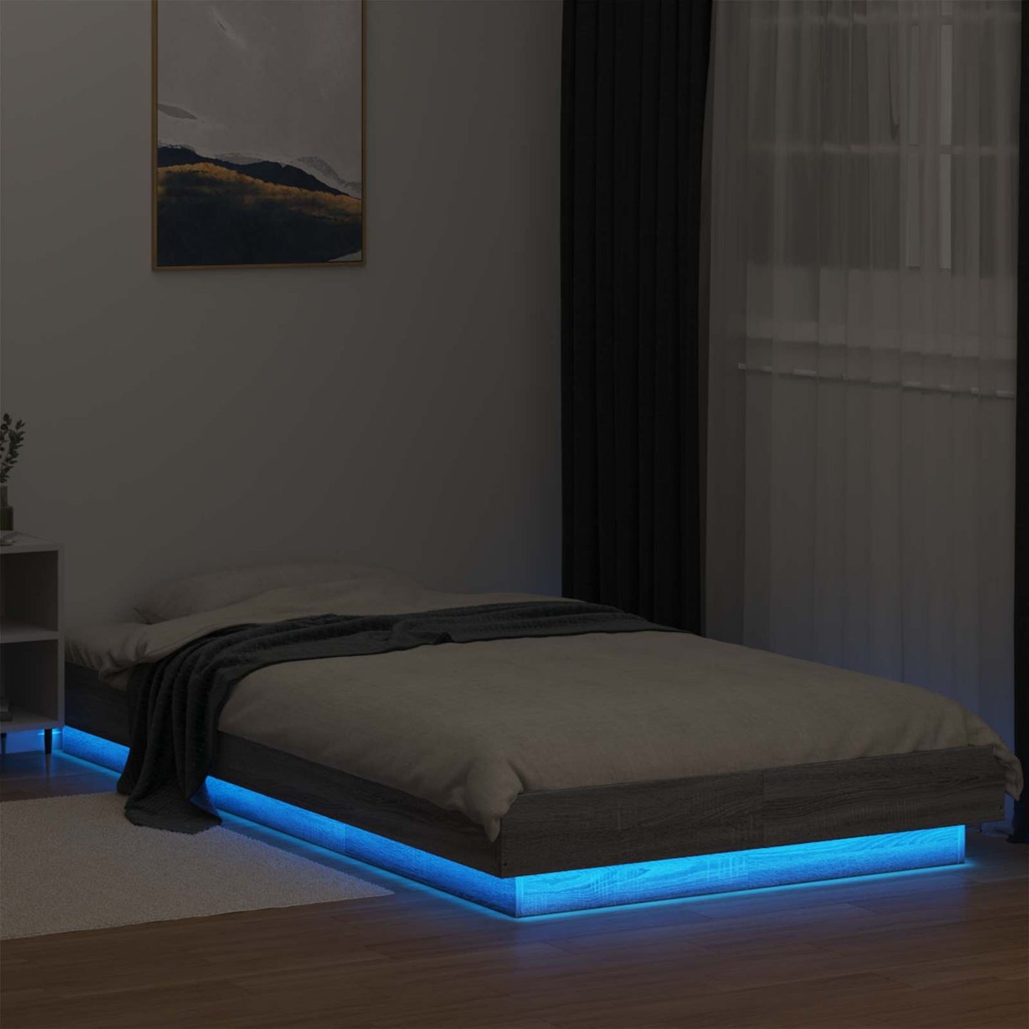 vidaXL Κρεβάτι με φωτισμό LED Γκρι Sonoma 80 x 200 cm