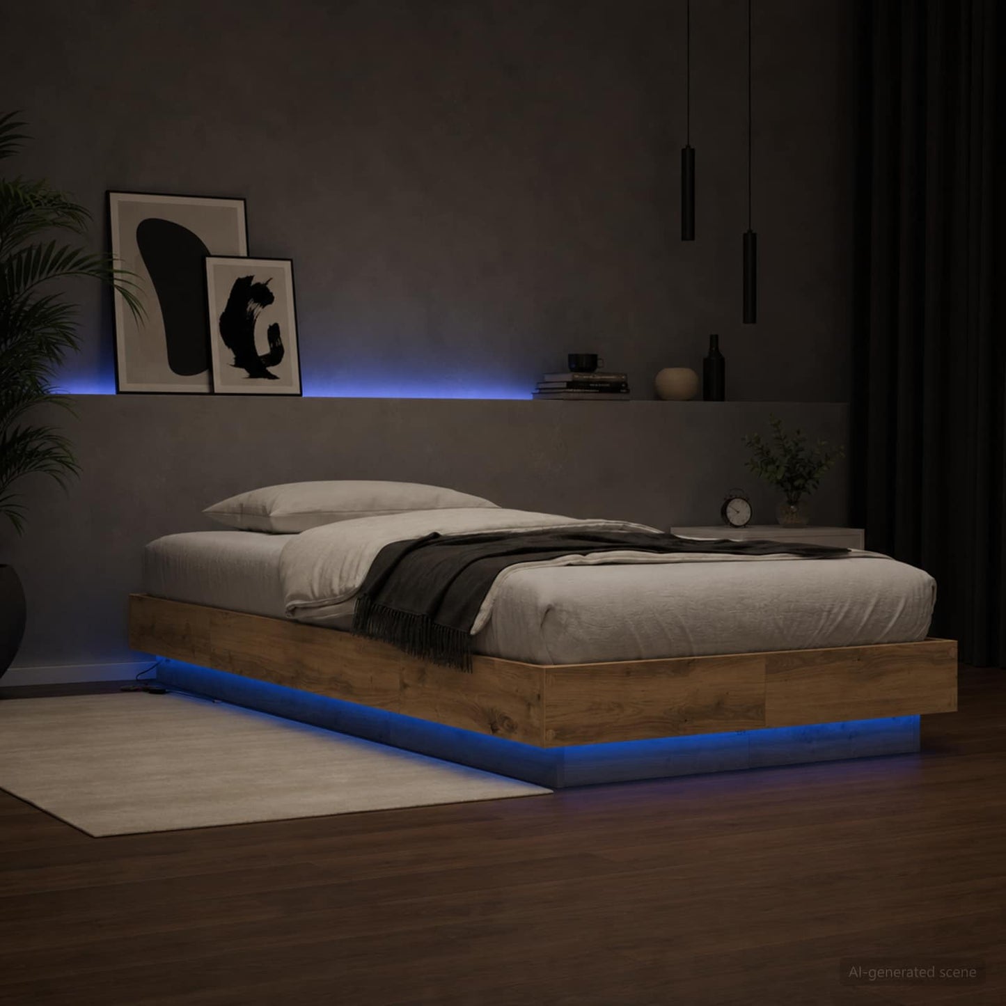 vidaXL Κρεβάτι με φωτισμό LED Artisian Δρυς 80 x 200 cm