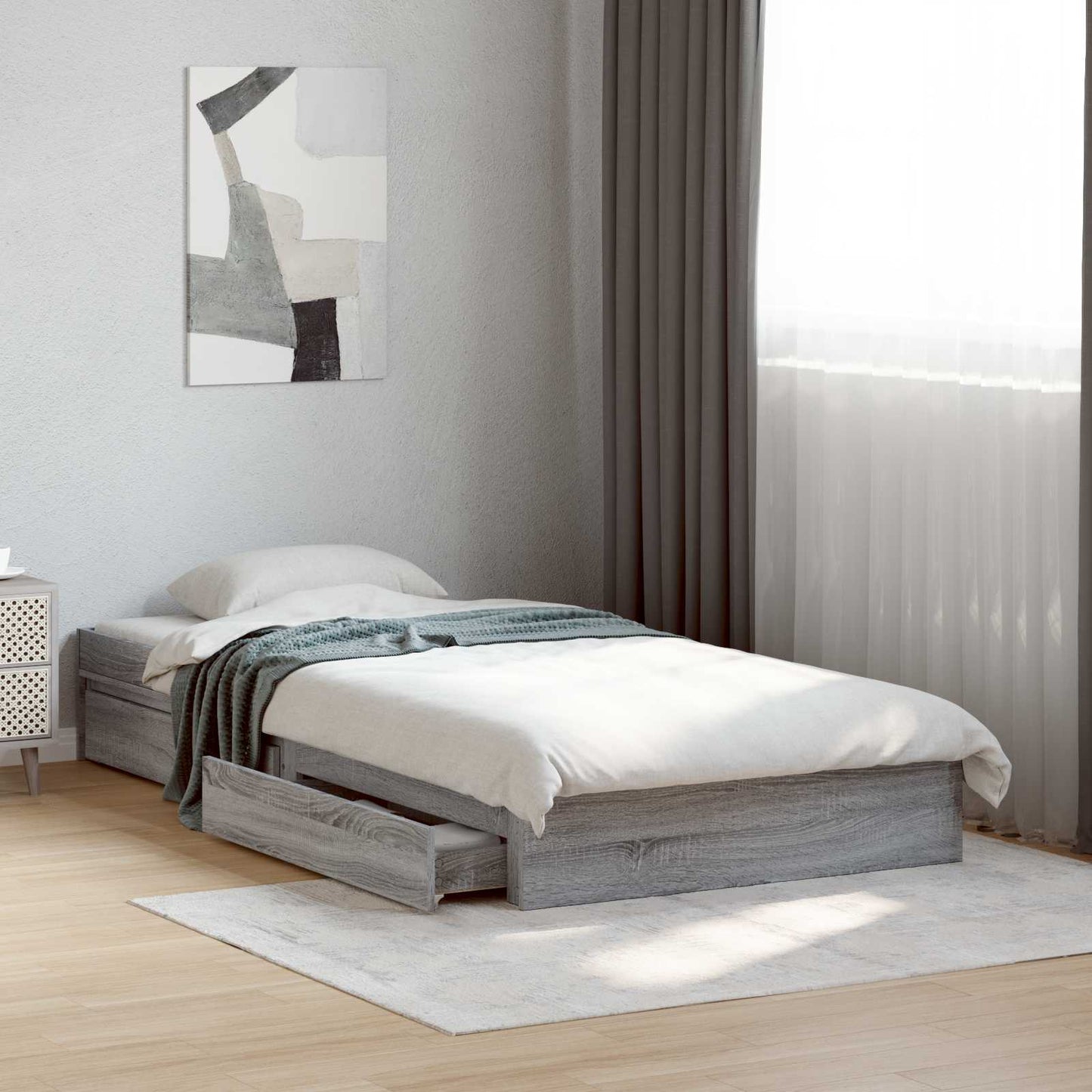 vidaXL Σκελετός κρεβατιού με αποθήκευση Γκρι Sonoma 80 x 200 cm