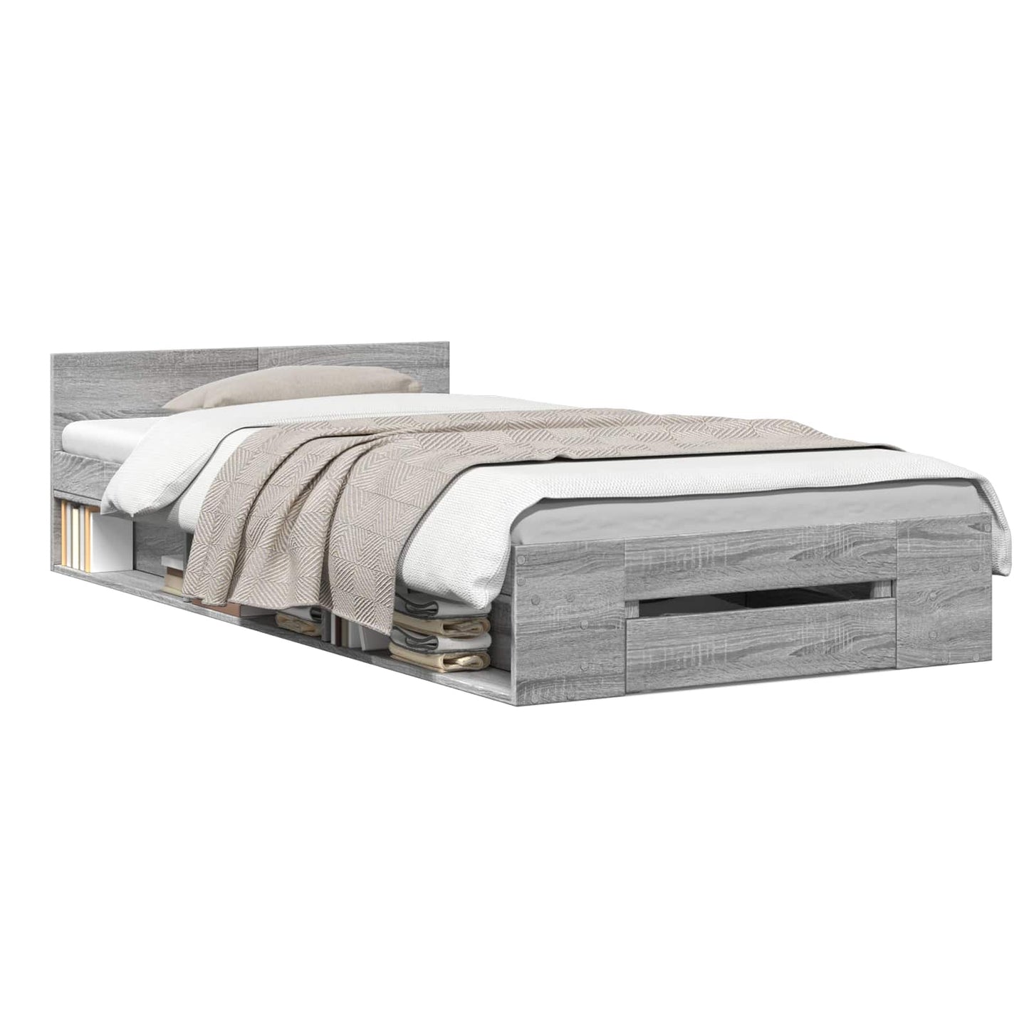 vidaXL Σκελετός κρεβατιού με αποθήκευση Γκρι Sonoma 80 x 200 cm
