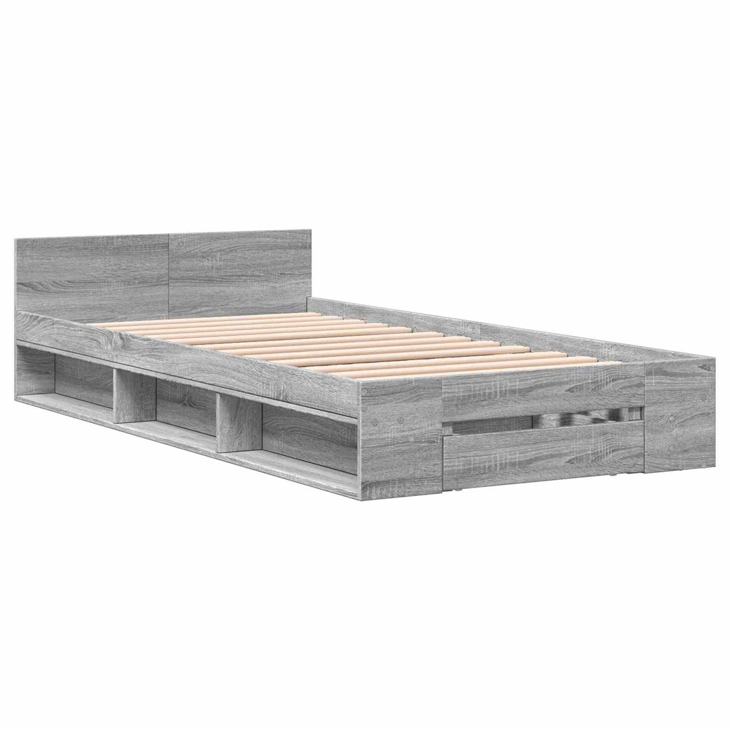 vidaXL Σκελετός κρεβατιού με αποθήκευση Γκρι Sonoma 80 x 200 cm