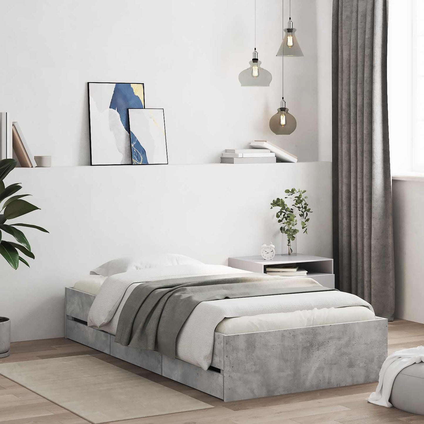 vidaXL Σκελετός κρεβατιού με αποθήκευση Γκρι Sonoma 80 x 200 cm