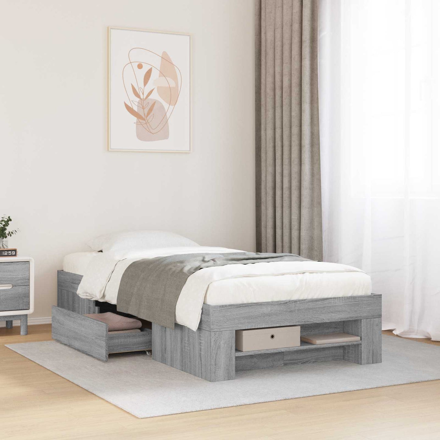 vidaXL Σκελετός κρεβατιού με αποθήκευση Γκρι Sonoma 80 x 200 cm