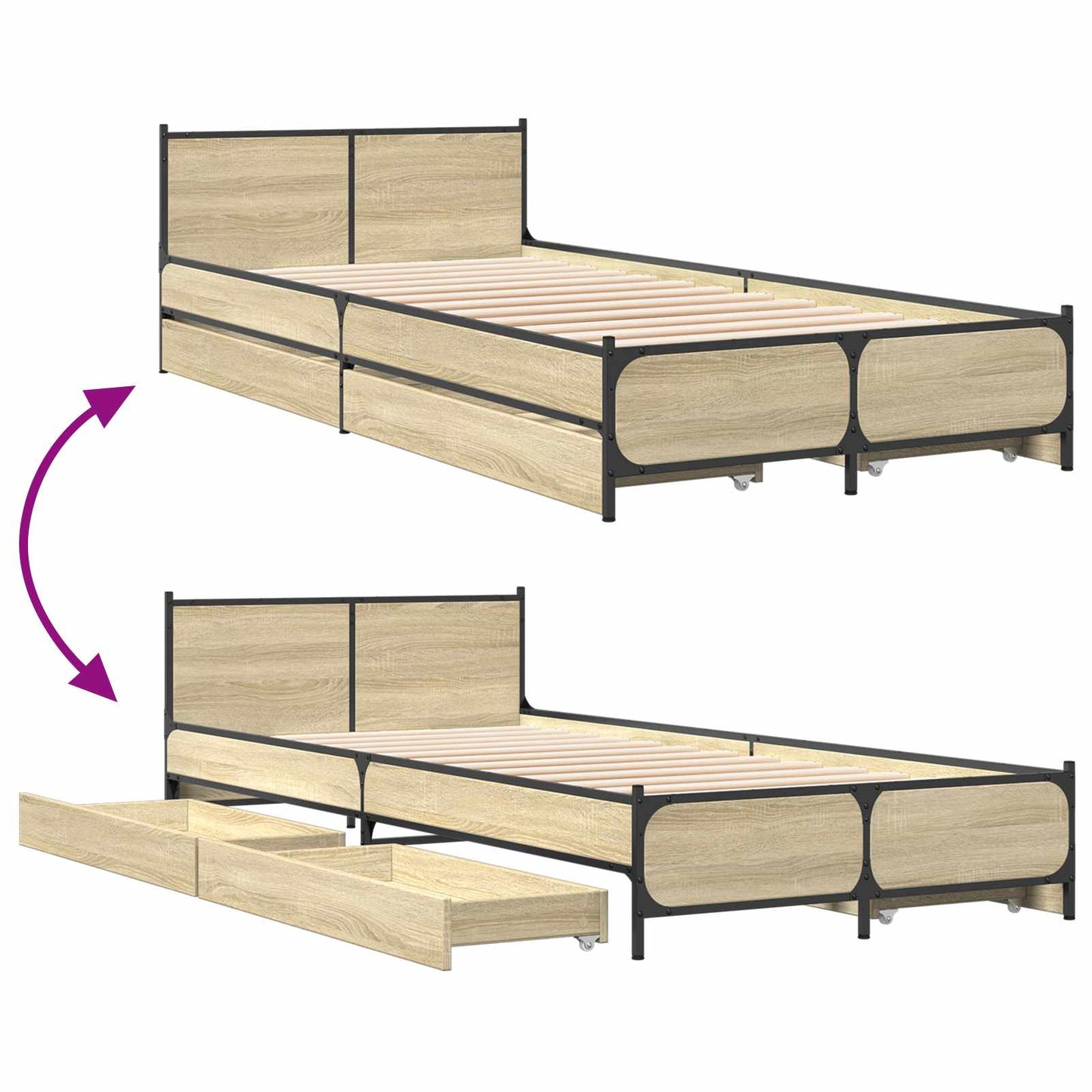 vidaXL Κρεβάτι με Κεφαλάρι Sonoma Δρυς 80 x 200 cm Επεξεργασμένο Ξύλο