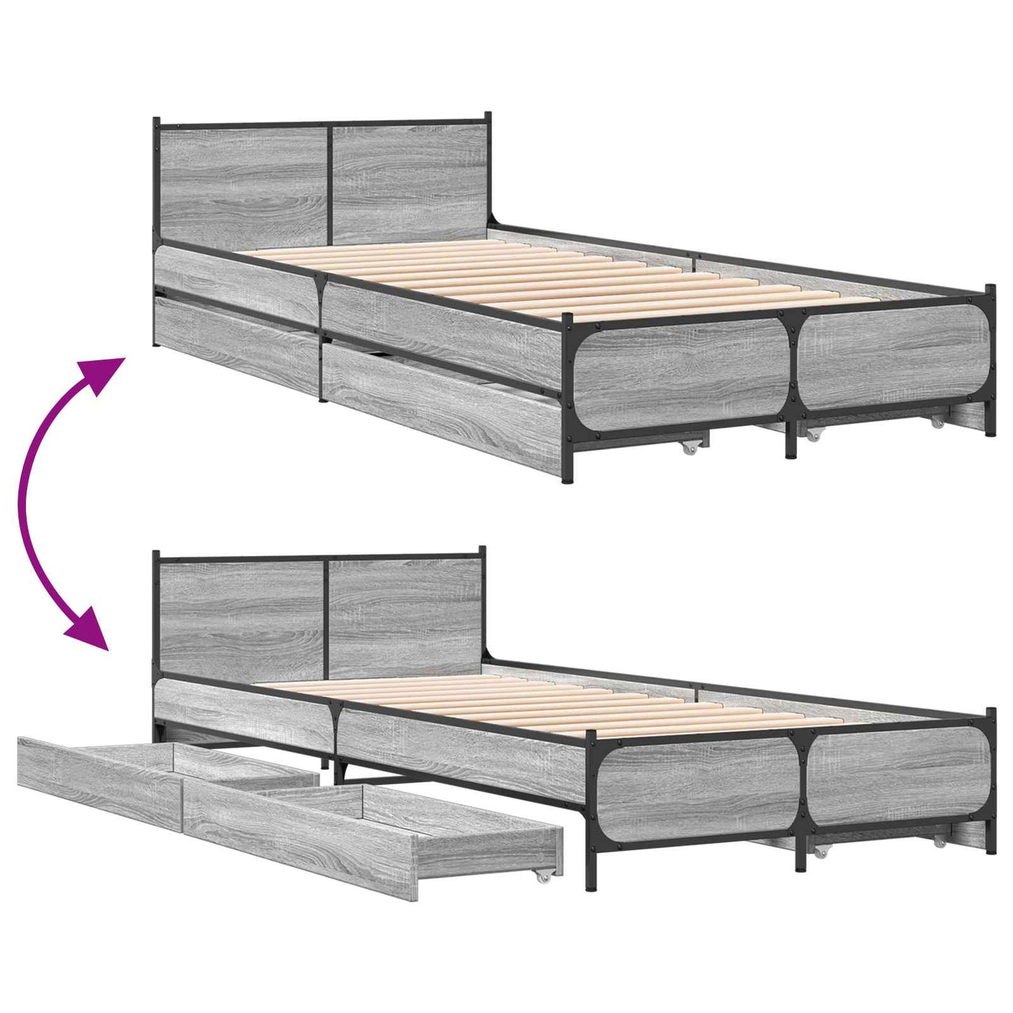 vidaXL Κρεβάτι με Κεφαλάρι Γκρι Sonoma 80 x 200 cm Επεξεργασμένο Ξύλο