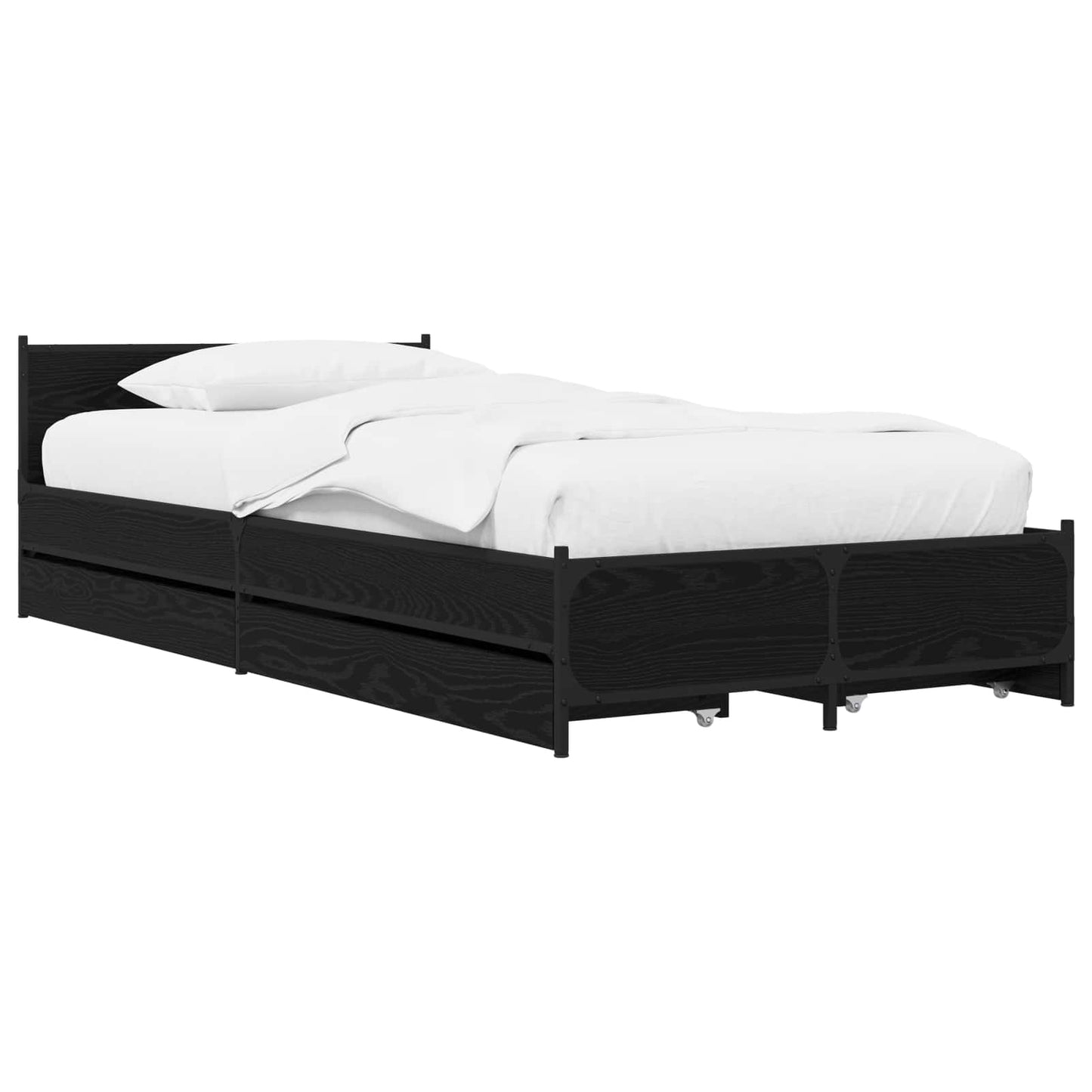 vidaXL Κρεβάτι με Κεφαλάρι Μαύρη Δρυς 80 x 200 cm Επεξεργασμένο Ξύλο