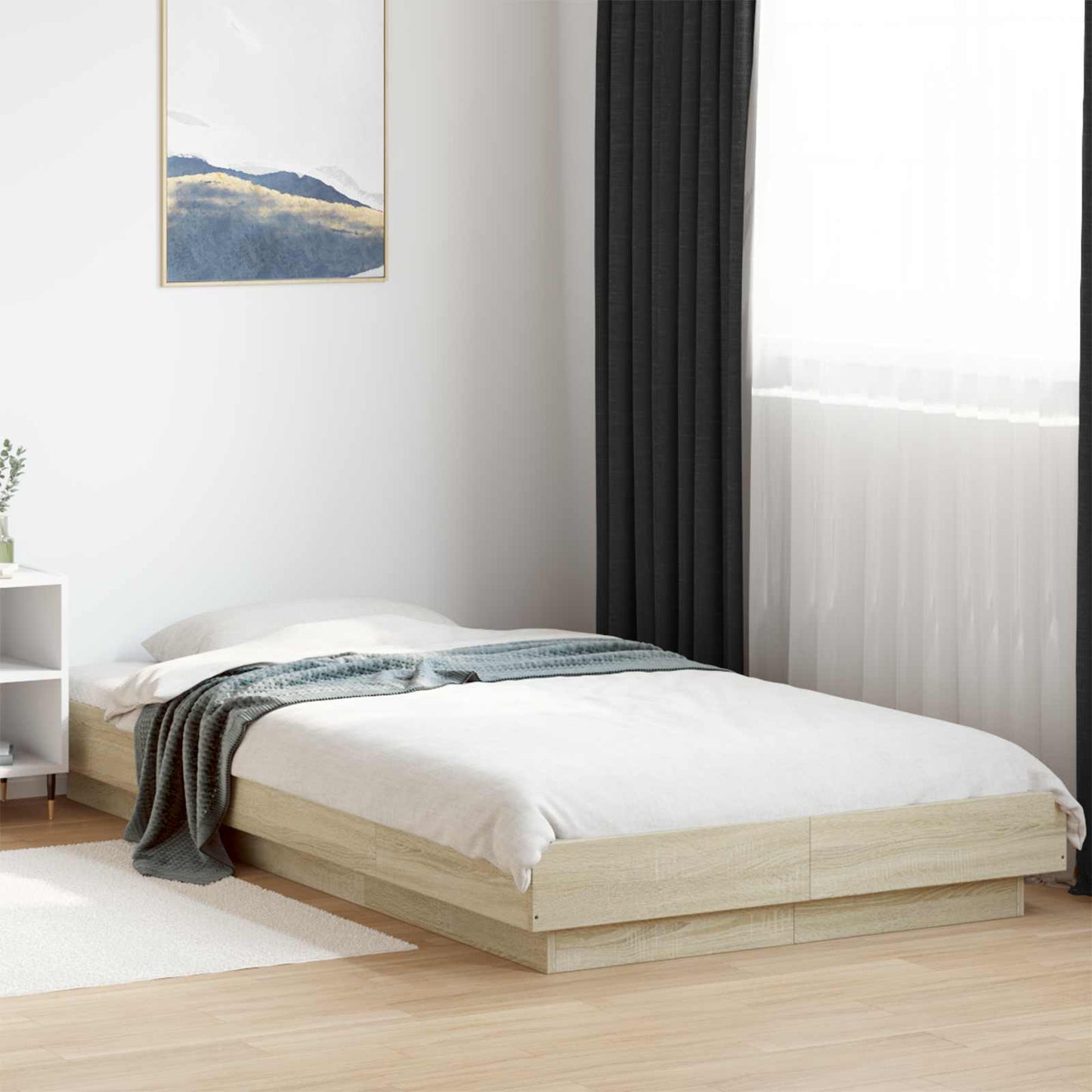 vidaXL Κρεβάτι δαπέδου Sonoma Δρυς 80 x 210 cm Επεξεργασμένο Ξύλο