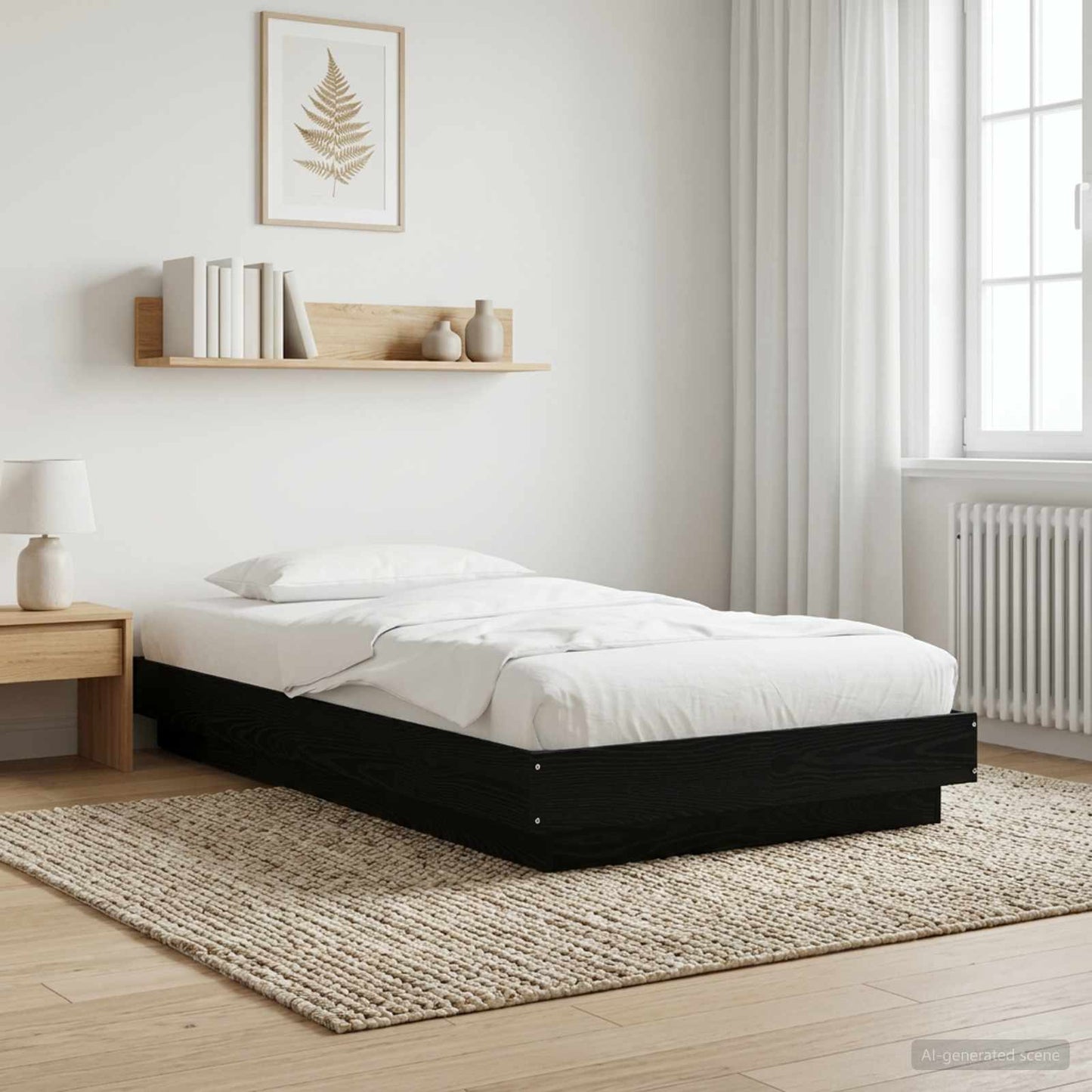 vidaXL Κρεβάτι δαπέδου Μαύρη Δρυς 80 x 210 cm Επεξεργασμένο Ξύλο
