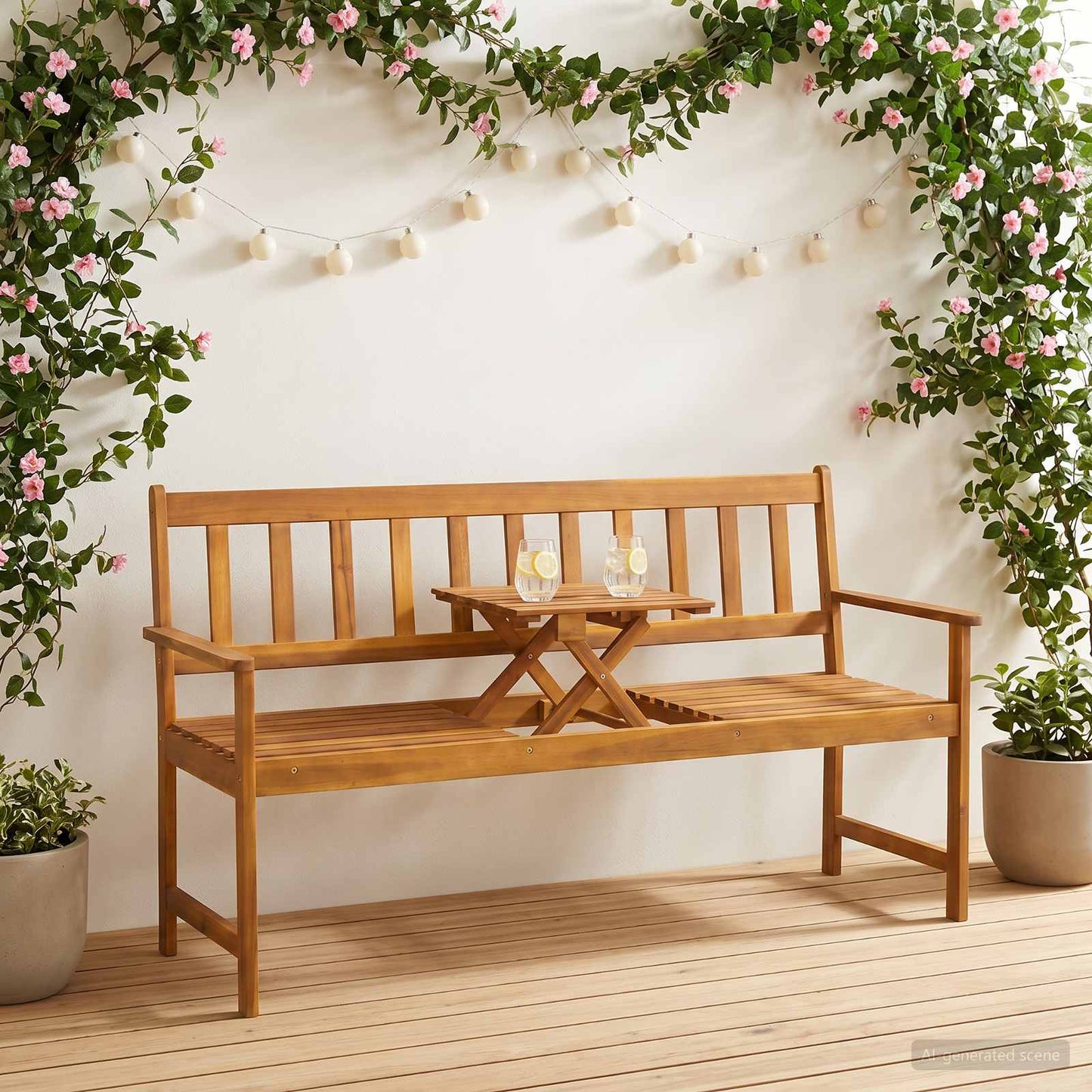 vidaXL Παγκάκι κήπου 158 x 55 x 89 εκ. Στερεό Ξύλο Ακακίας Φυσικό