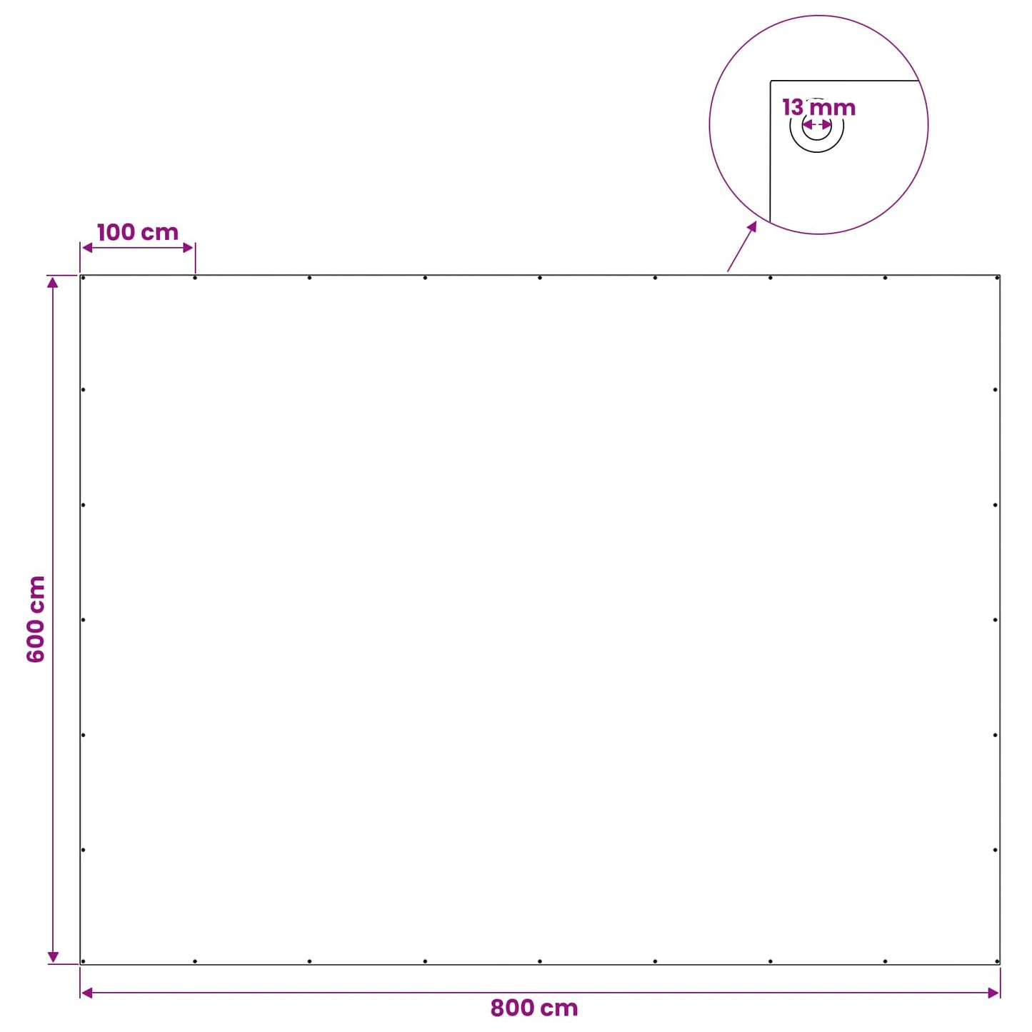vidaXL Τεντόπανα με Θηλιές Λευκό 6 x 8 μ 180 gsm PE