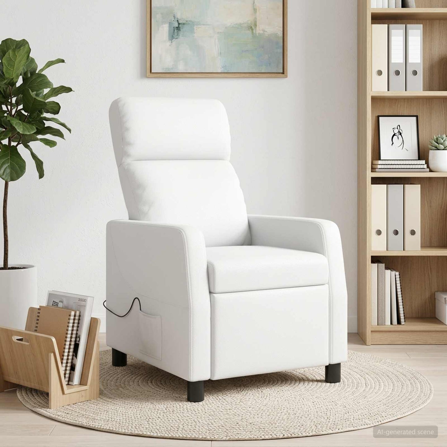 vidaXL Κάθισμα μασάζ Λευκό Τεχνητό Δέρμα